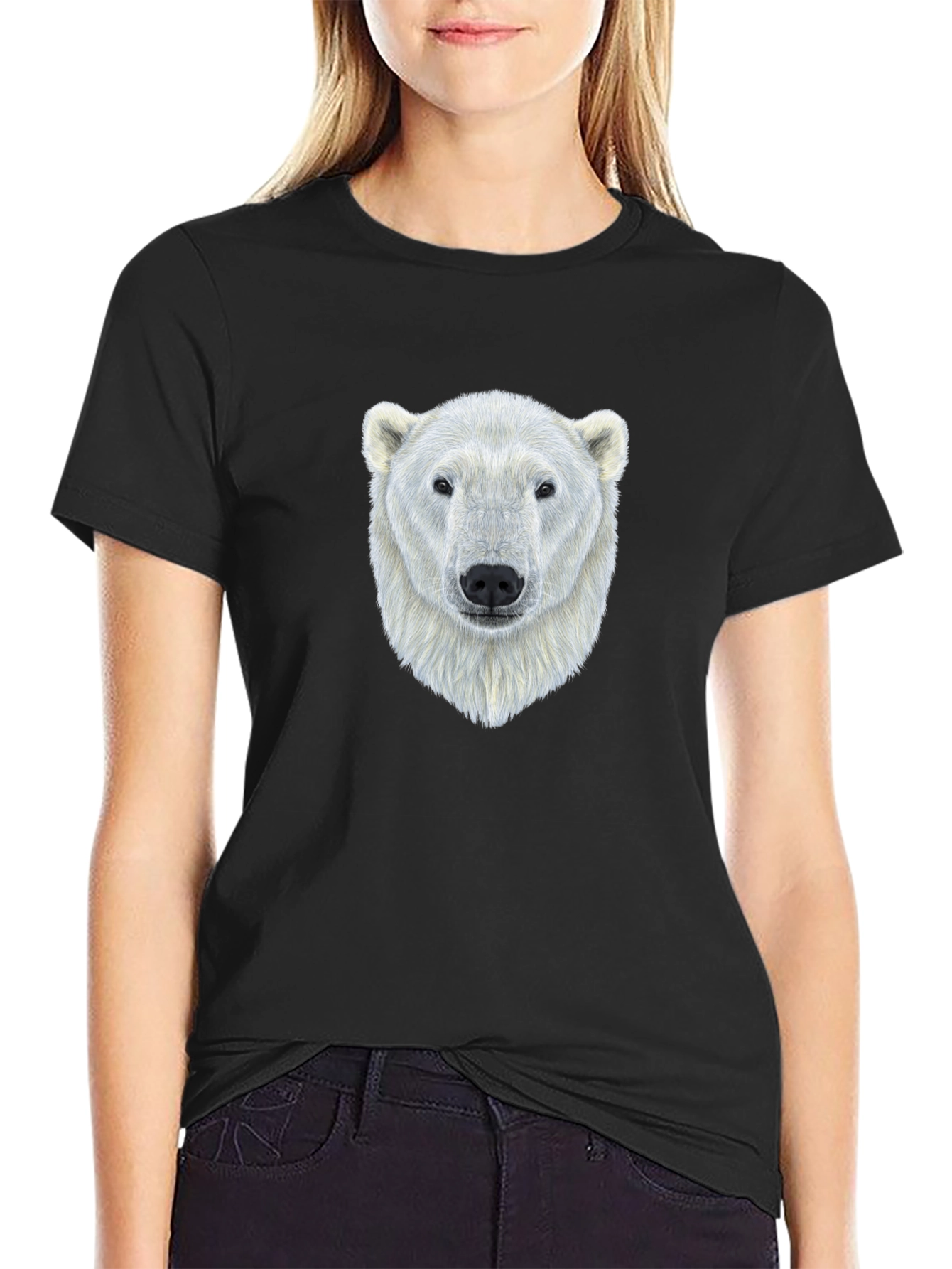 Black Cool Polar Bear Graphic Tee - Black view 2