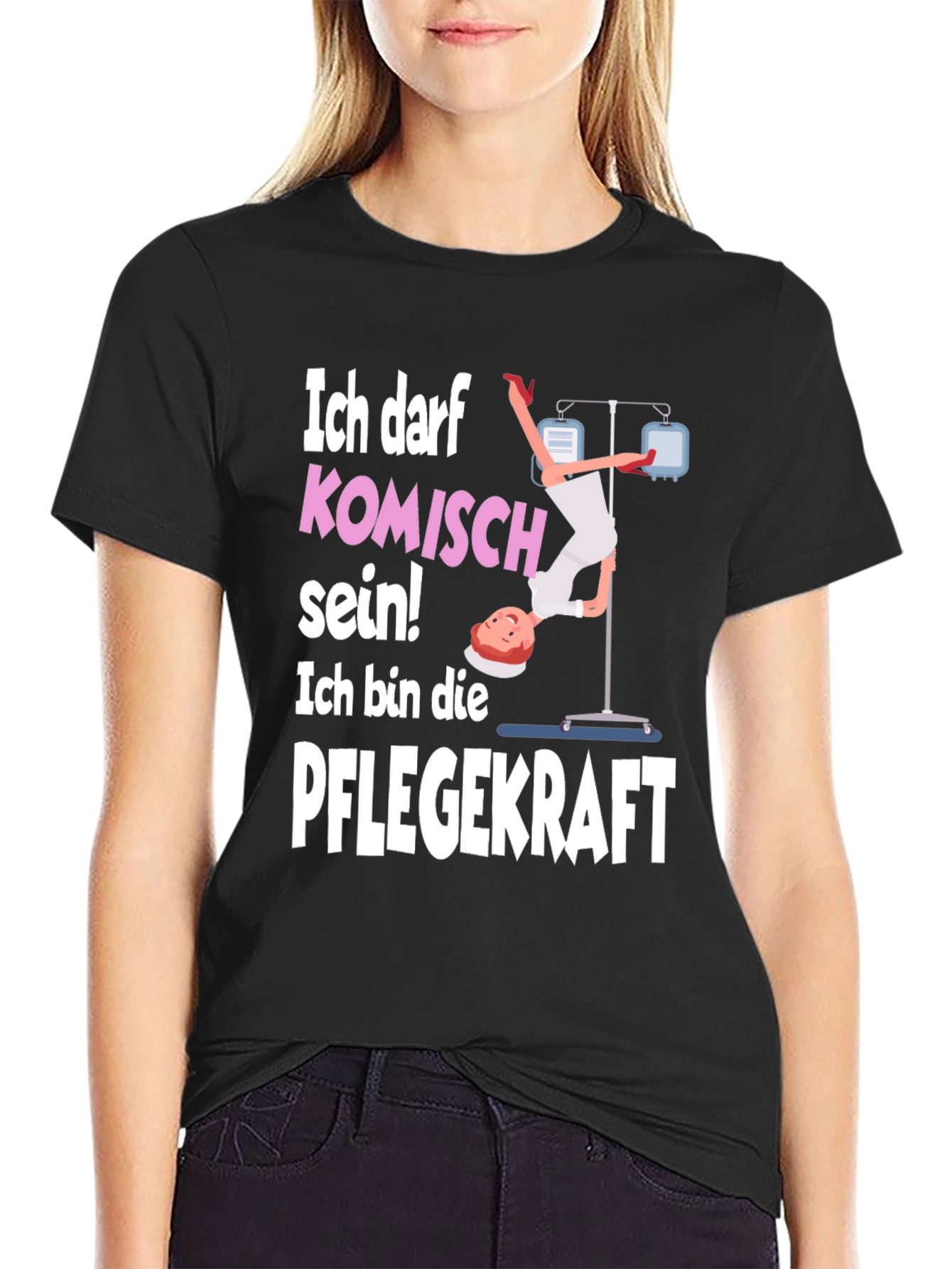 Black Funny Nurse T-Shirt - Ich Darf Komisch Sein! view 2