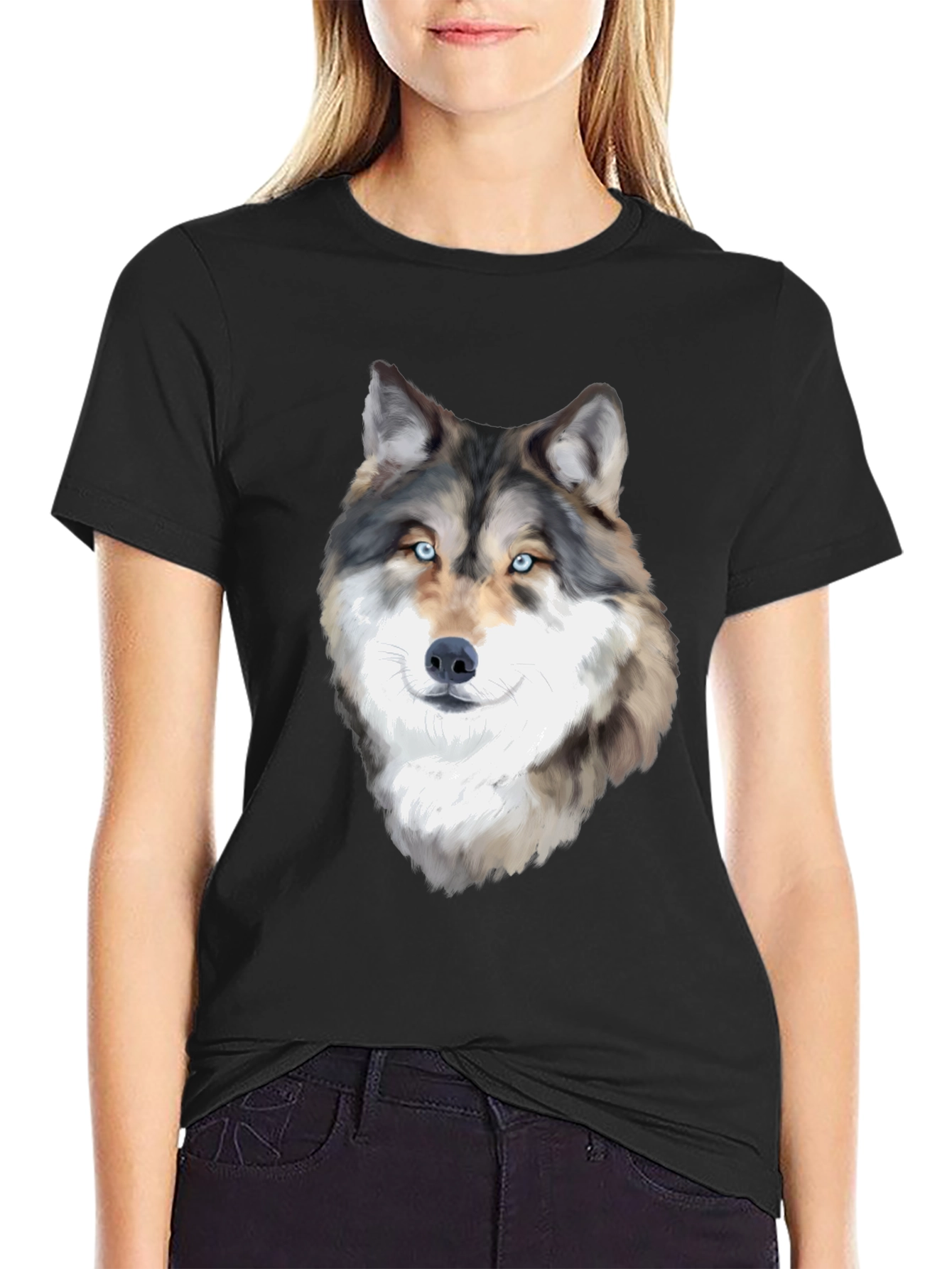 Black Wolf Graphic T-Shirt - Black view 2