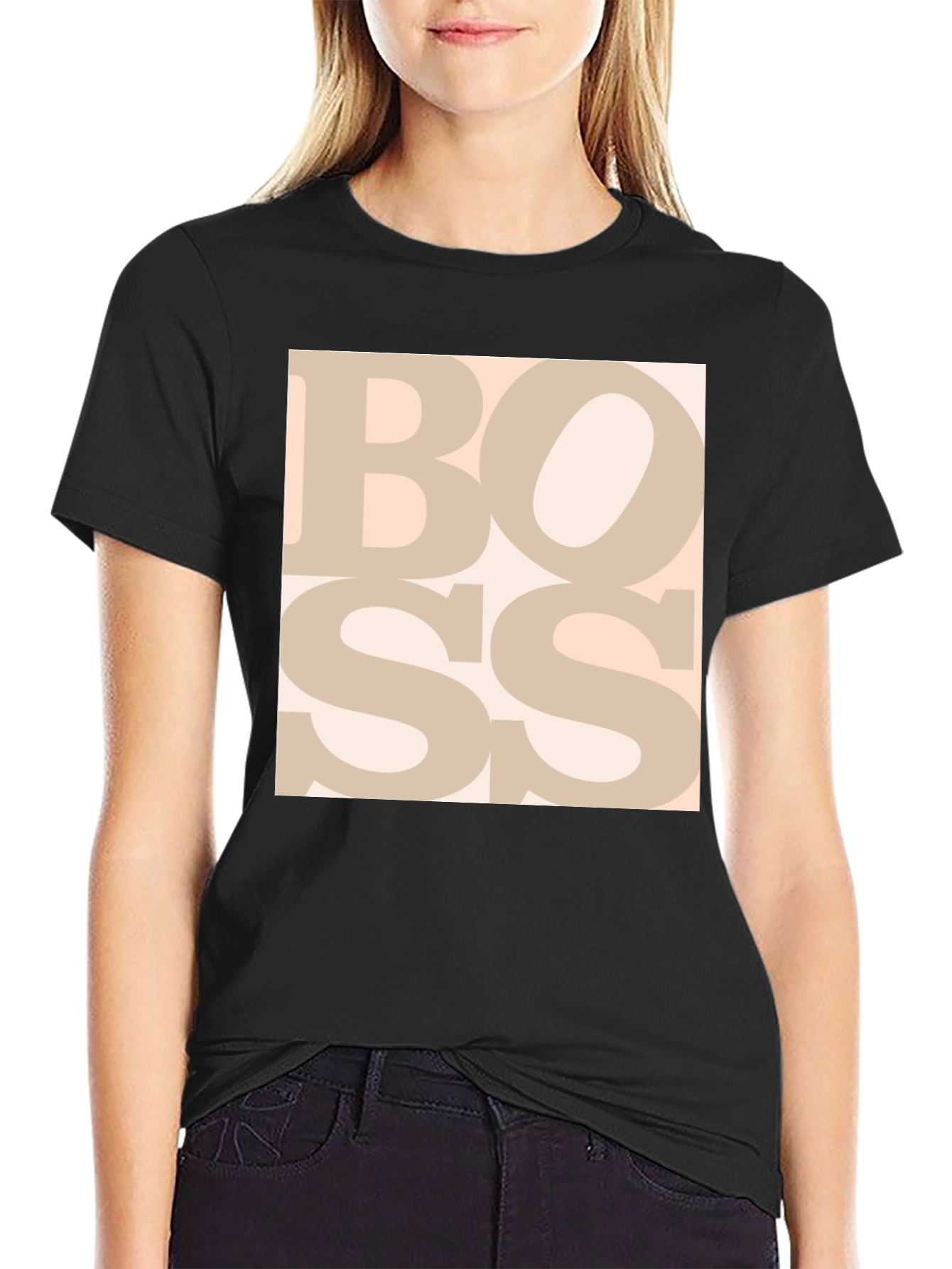 Black Bold BOSS Graphic Tee - Black Cotton T-Shirt view 2