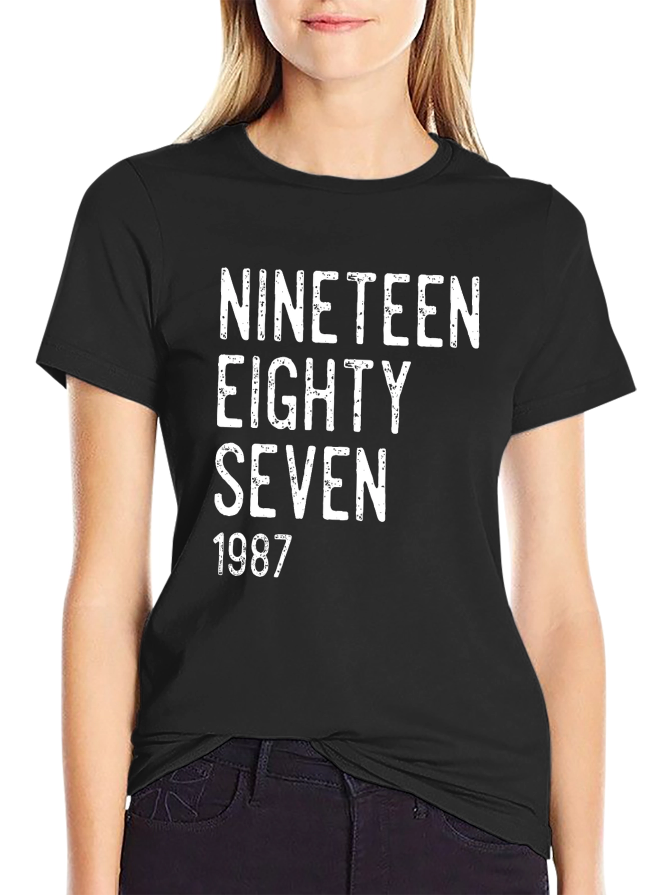 Black 1987 Vintage Style Graphic Tee - Retro Birthday Shirt view 2