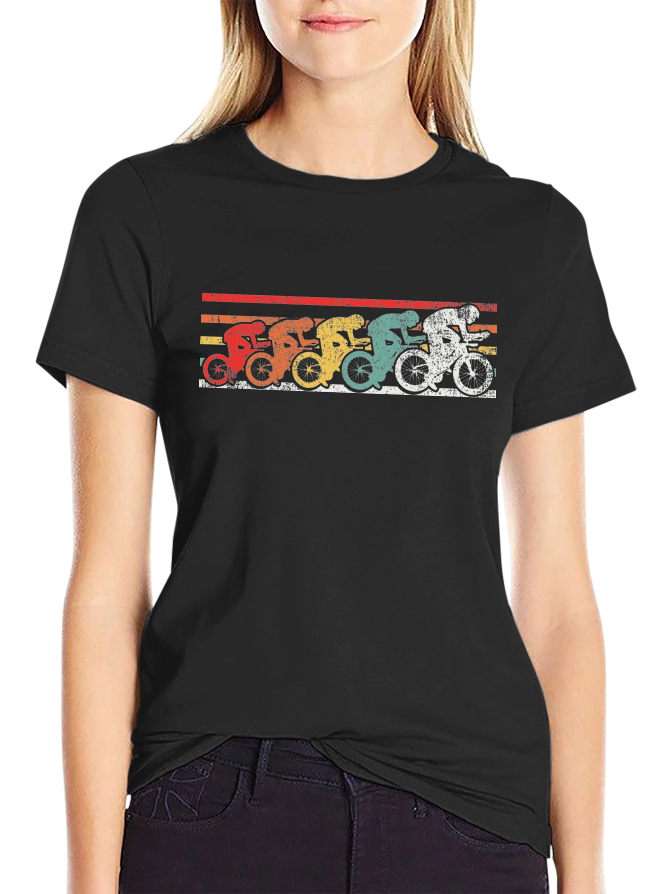 Black Vintage Cycling T-Shirt - Retro Bicycle Design view 2