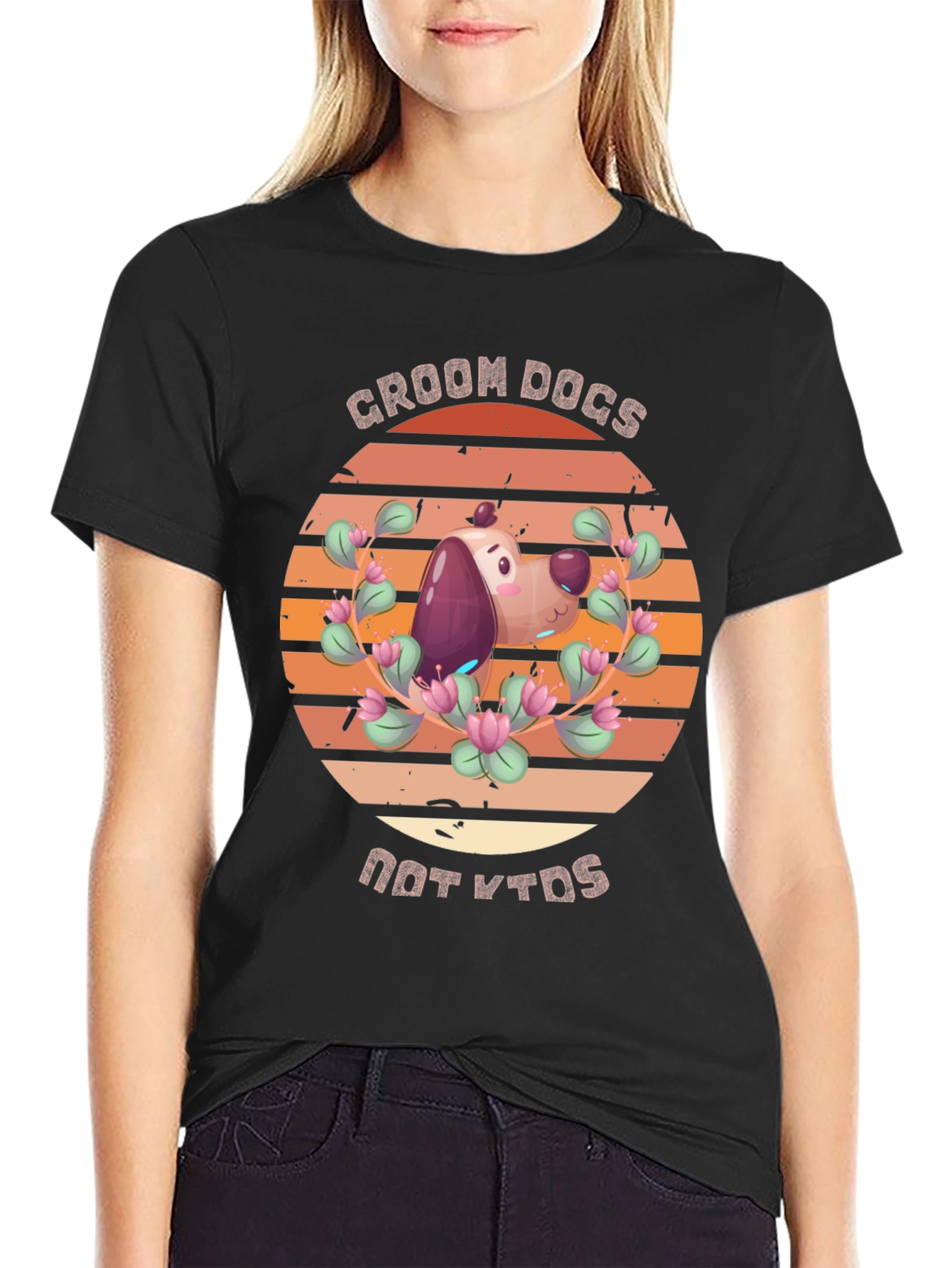 Black Groom Dogs Not Kids T-Shirt view 2
