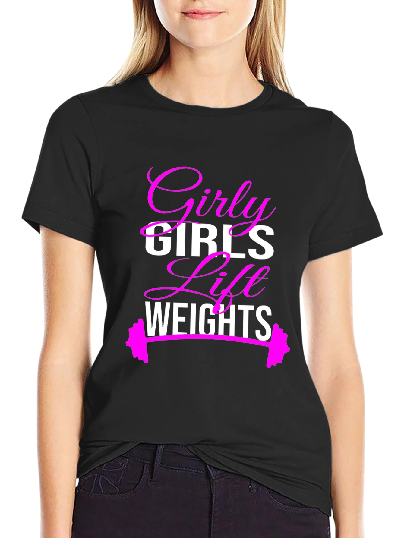 Black Girly Girls Lift Weights T-Shirt - Fitness Apparel view 2