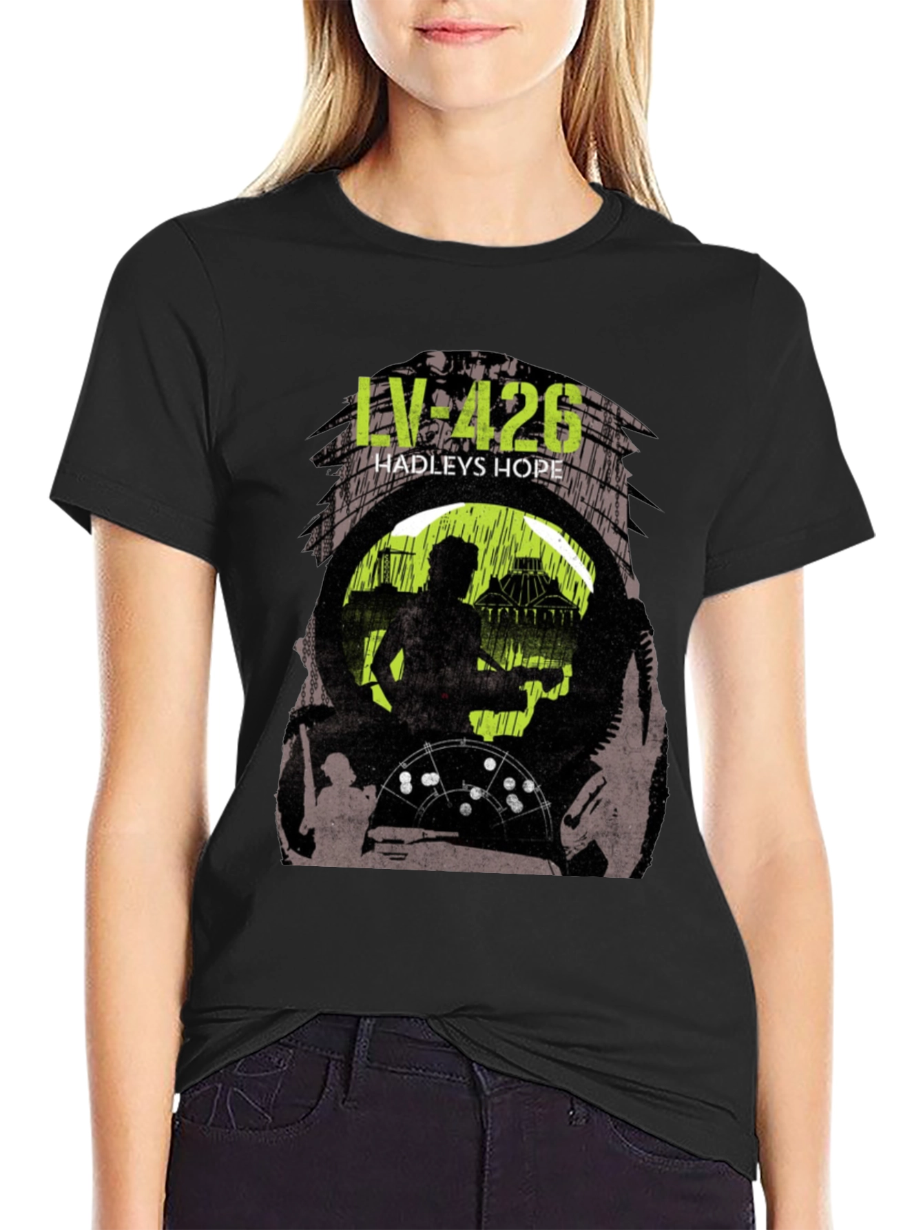 Black LV-426 Hadley's Hope Graphic T-Shirt view 2