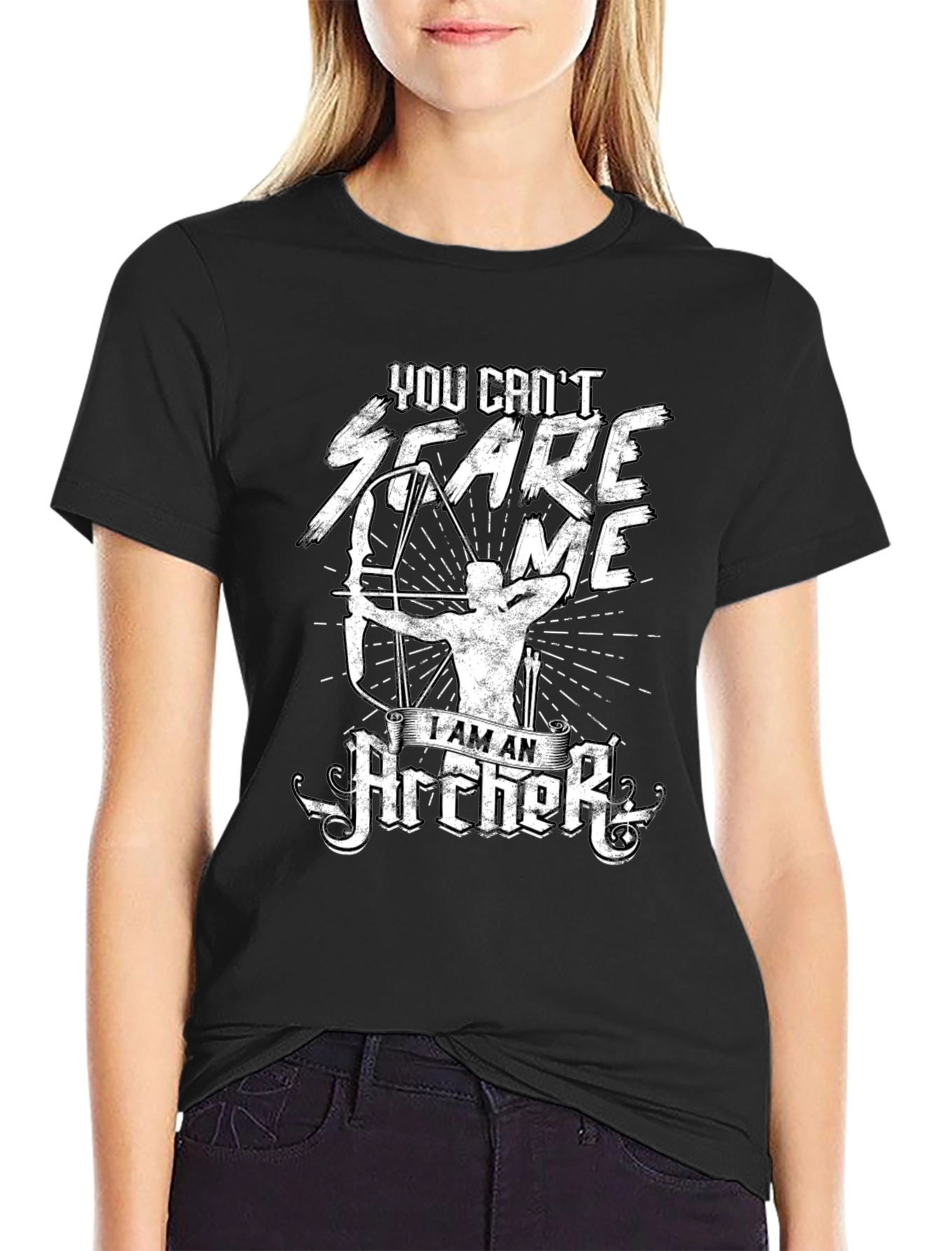 Black Archer T-Shirt - You Can't Scare Me Funny Graphic Tee view 2