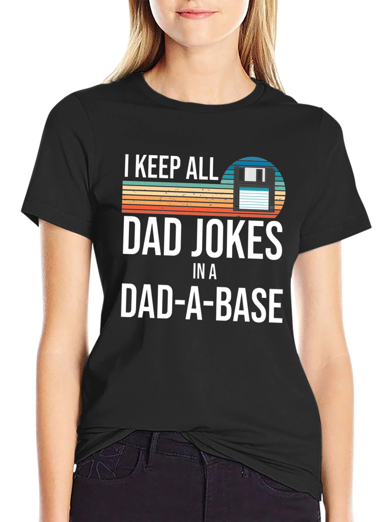 Black Dad Jokes T-Shirt - Dad-A-Base Pun Shirt view 2