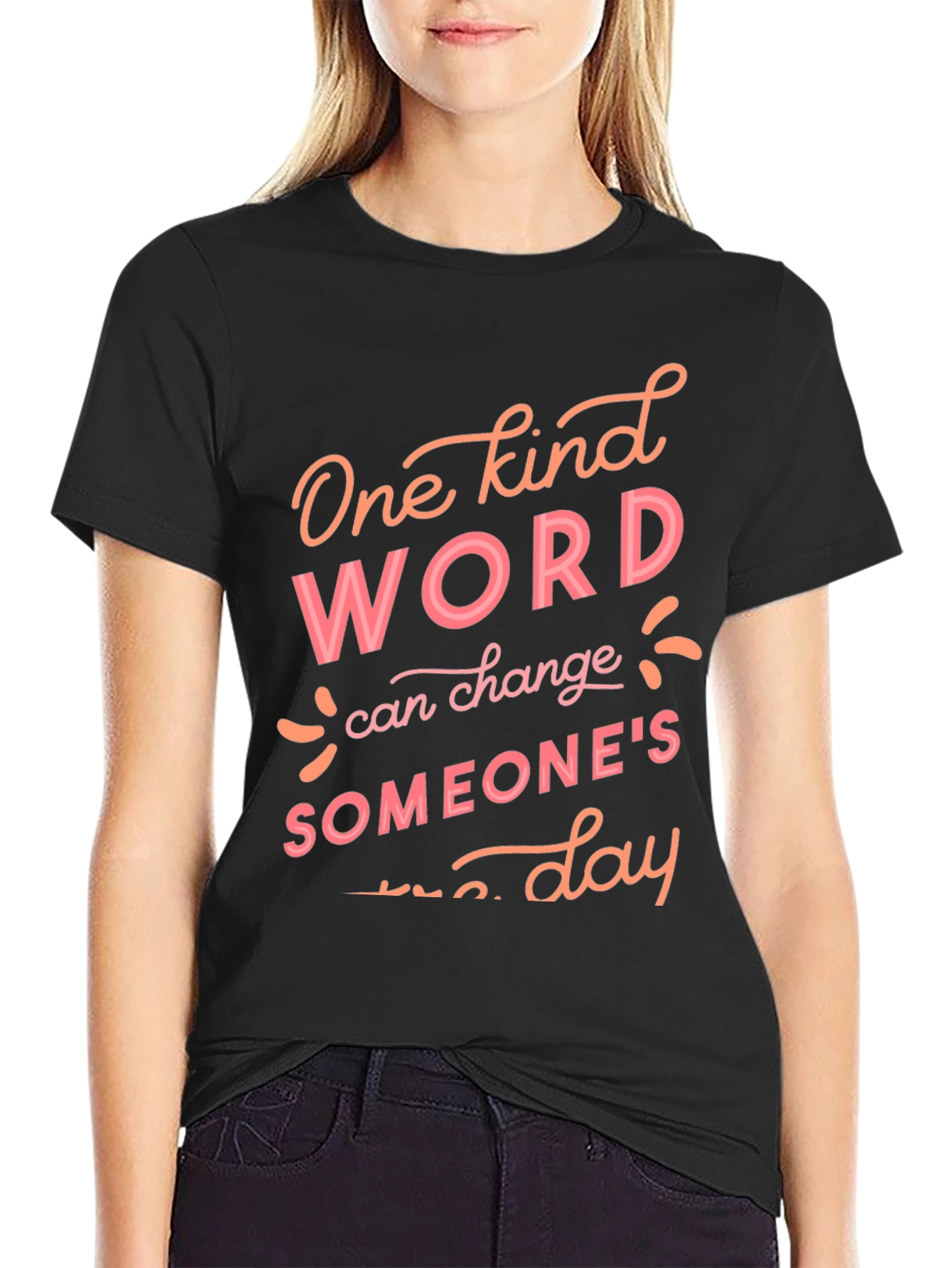 Black Kind Word T-Shirt - Spread Positivity Daily! view 2