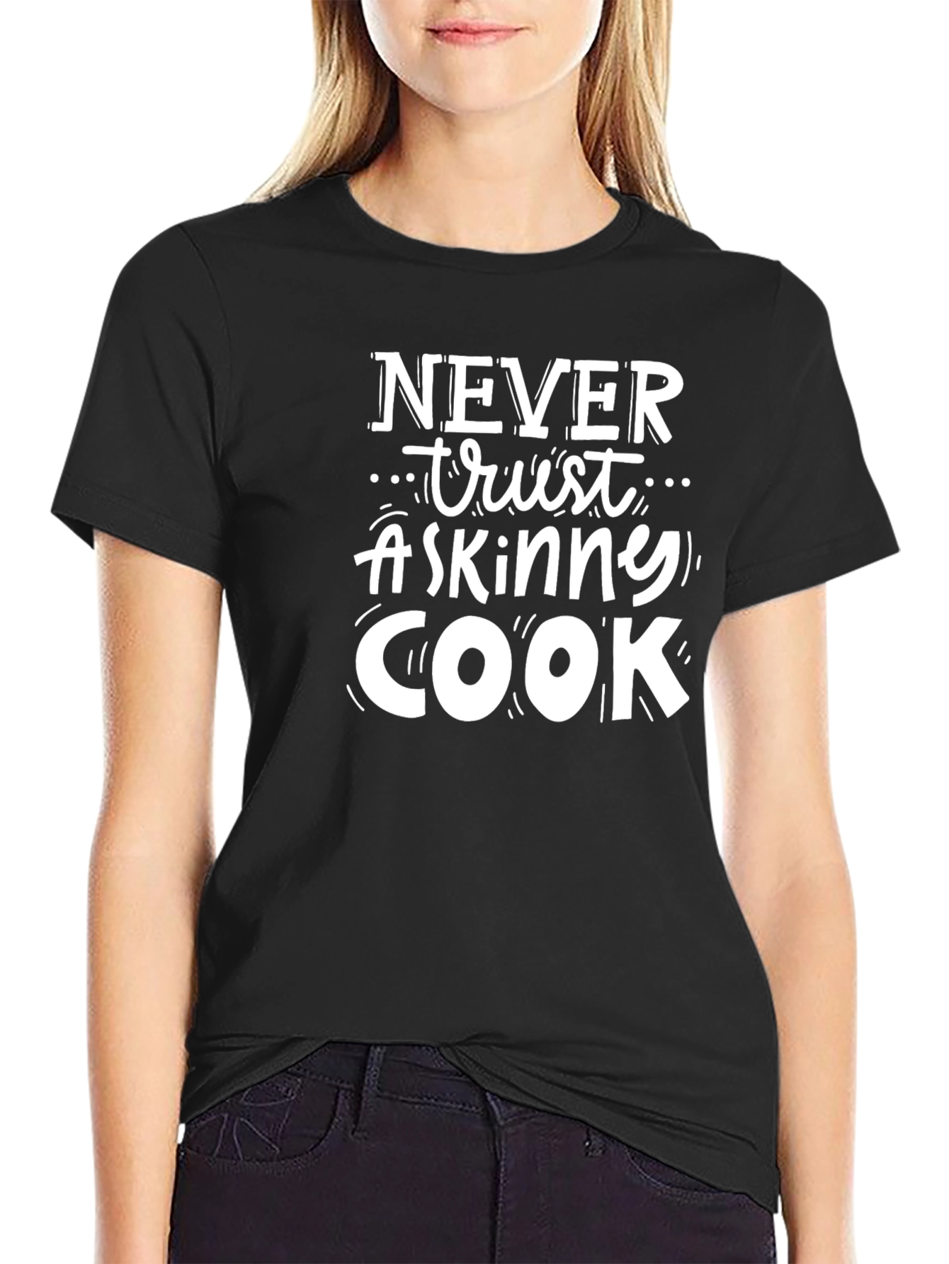 Black Never Trust a Skinny Cook Graphic Tee view 2