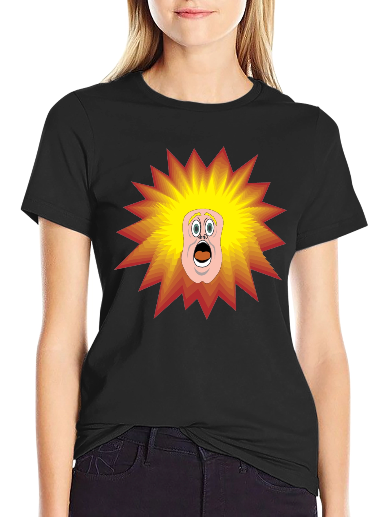 Black Cartoon Shock T-Shirt - Black Tee view 2