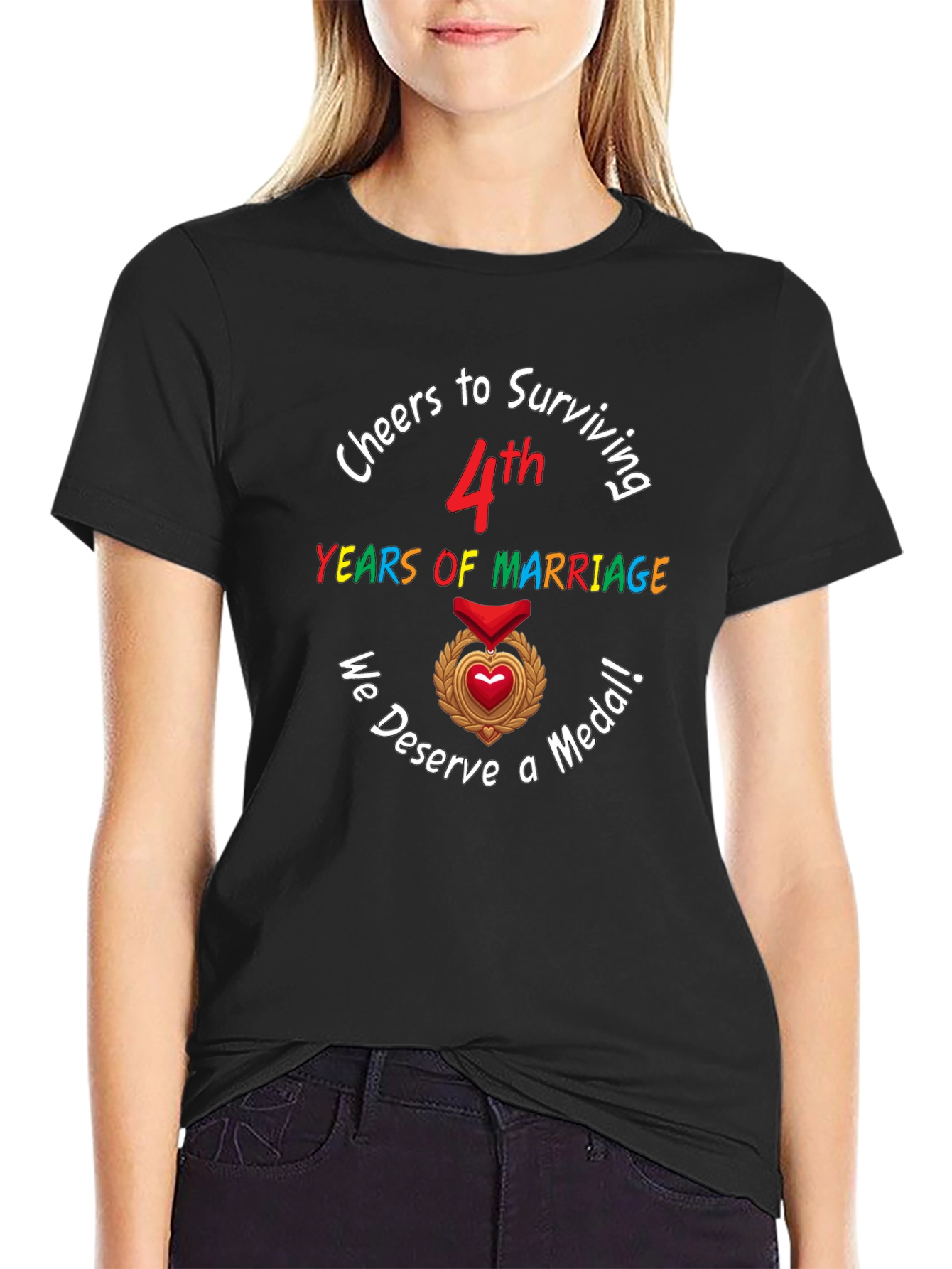 4th Anniversary T-Shirt: Cheers to Surviving Marriage! - 2