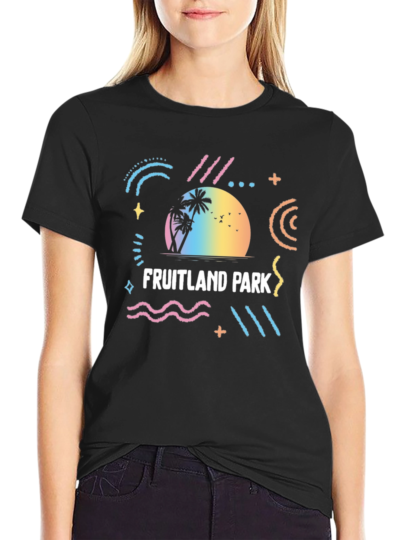 Black Fruitland Park Retro Graphic T-Shirt view 2