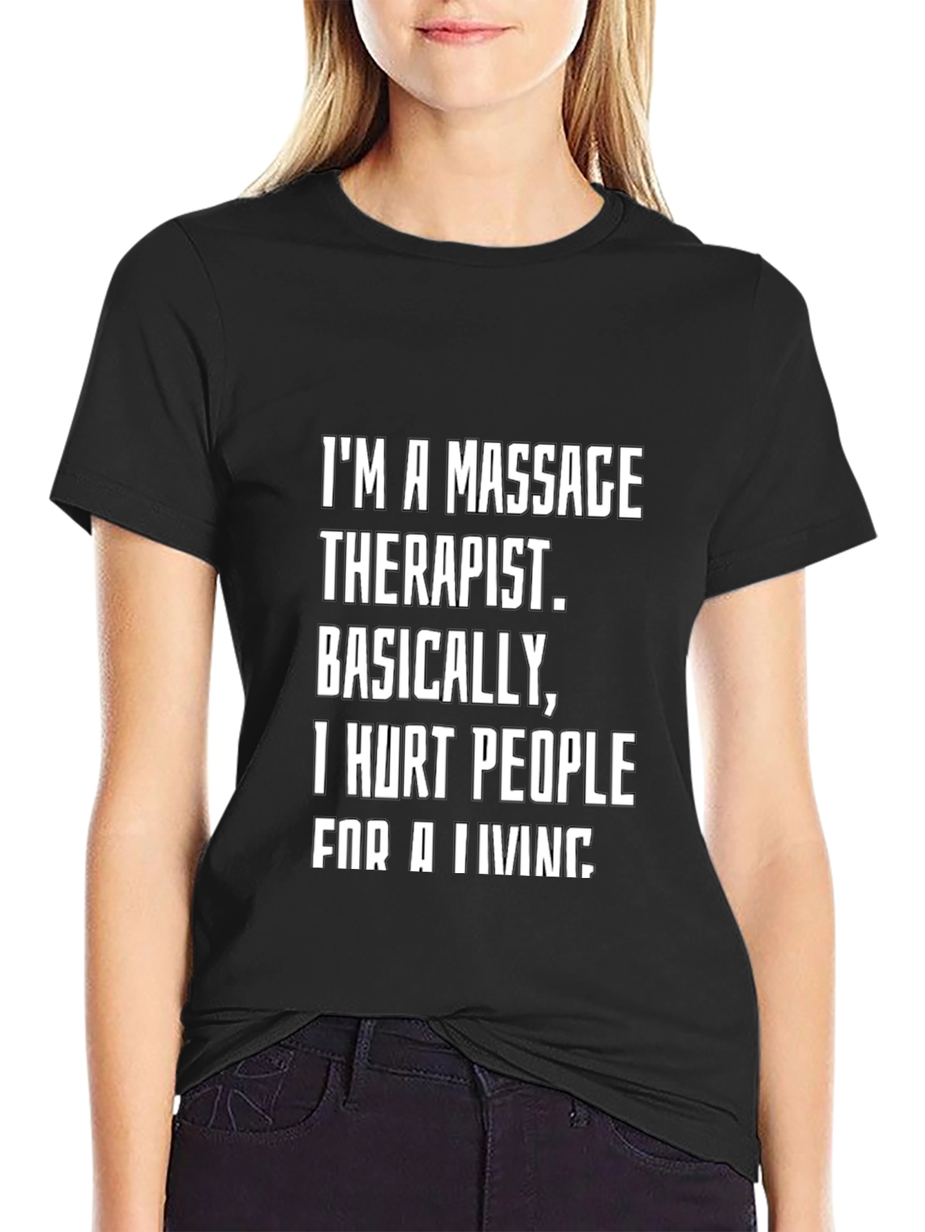 Black Massage Therapist Funny T-Shirt view 2