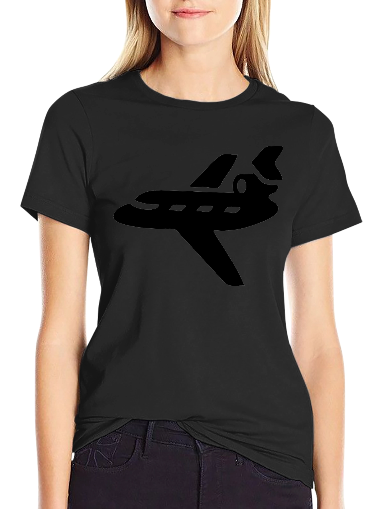 Black Jet Plane Graphic Tee - Black view 2