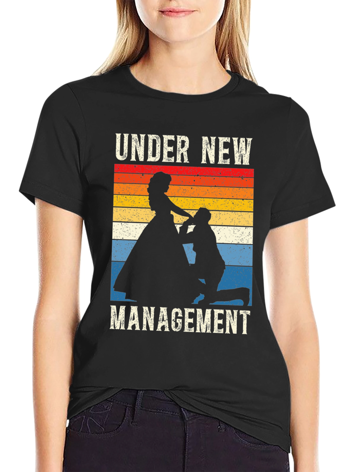 Black Under New Management Wedding Graphic T-Shirt view 2