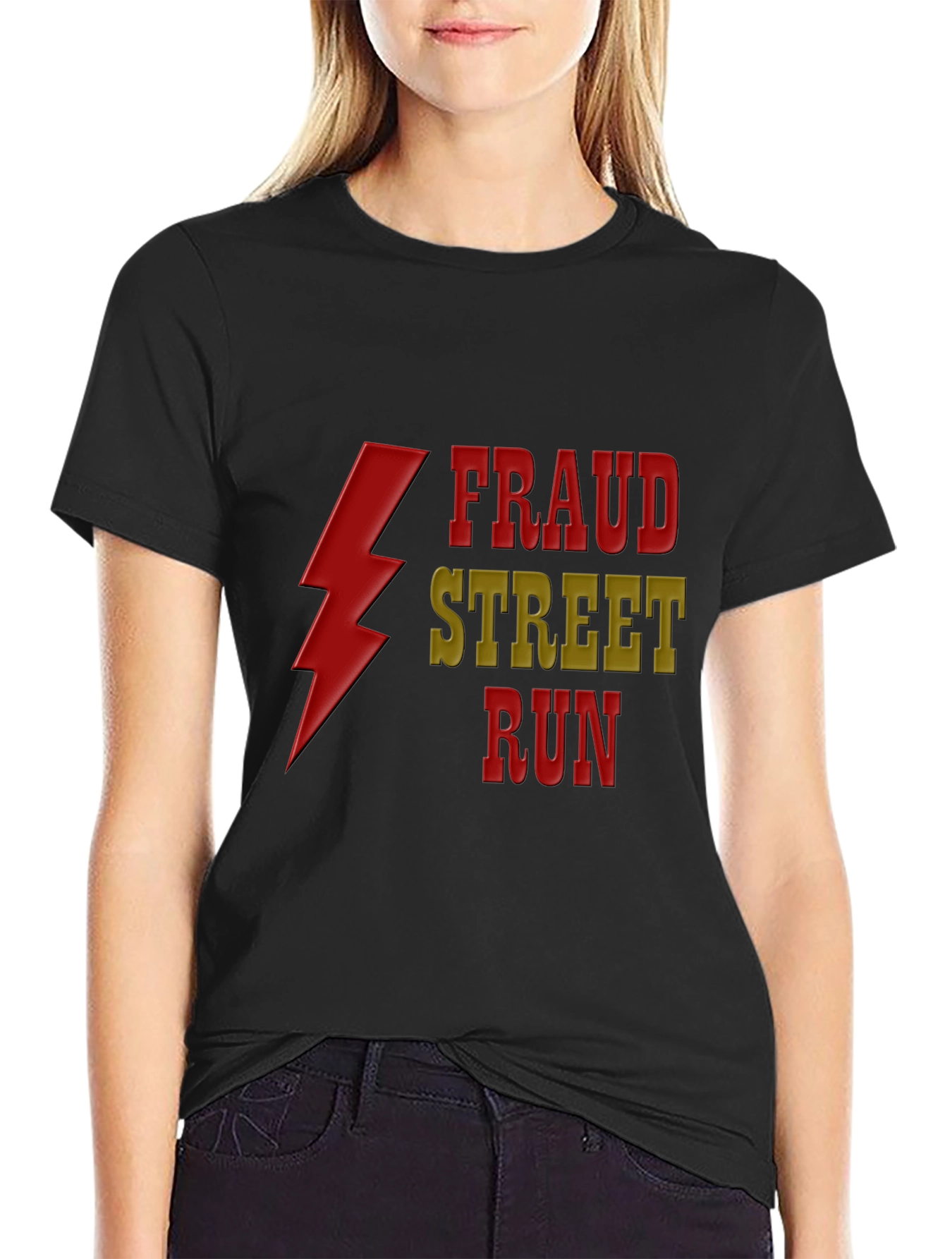 Black Fraud Street Run Graphic T-Shirt view 2
