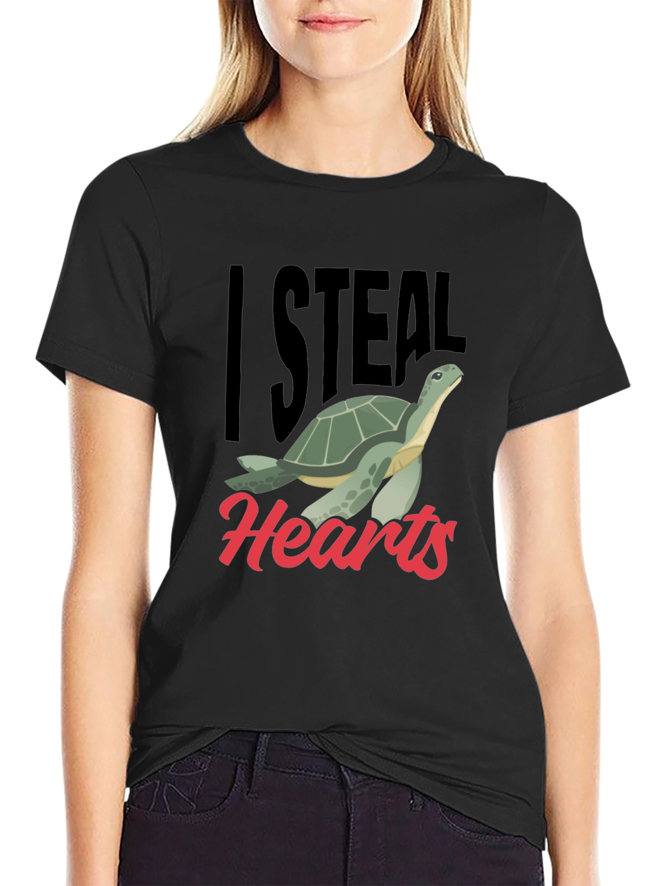Black I Steal Hearts Turtle T-Shirt view 2