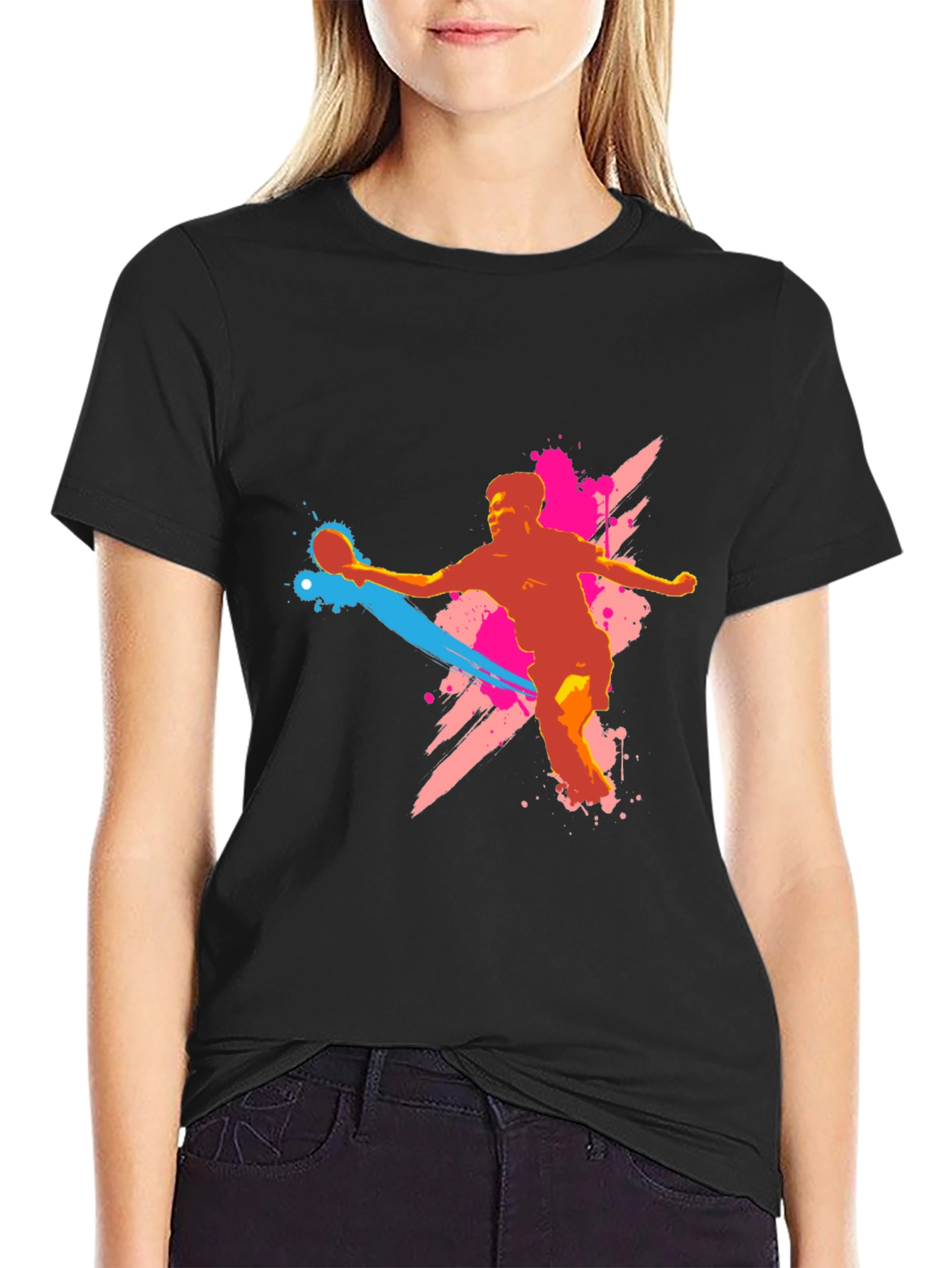 Handball Player Graphic T-Shirt - Black - 2