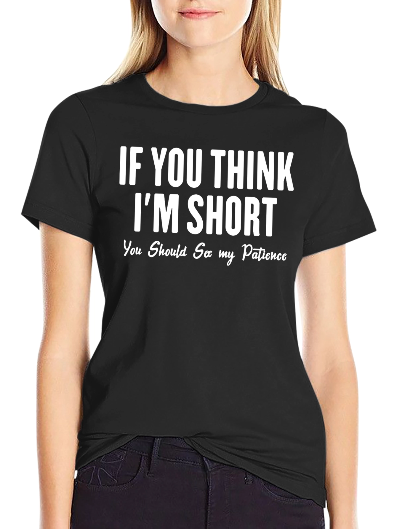 Black Funny Short Patience T-Shirt view 2