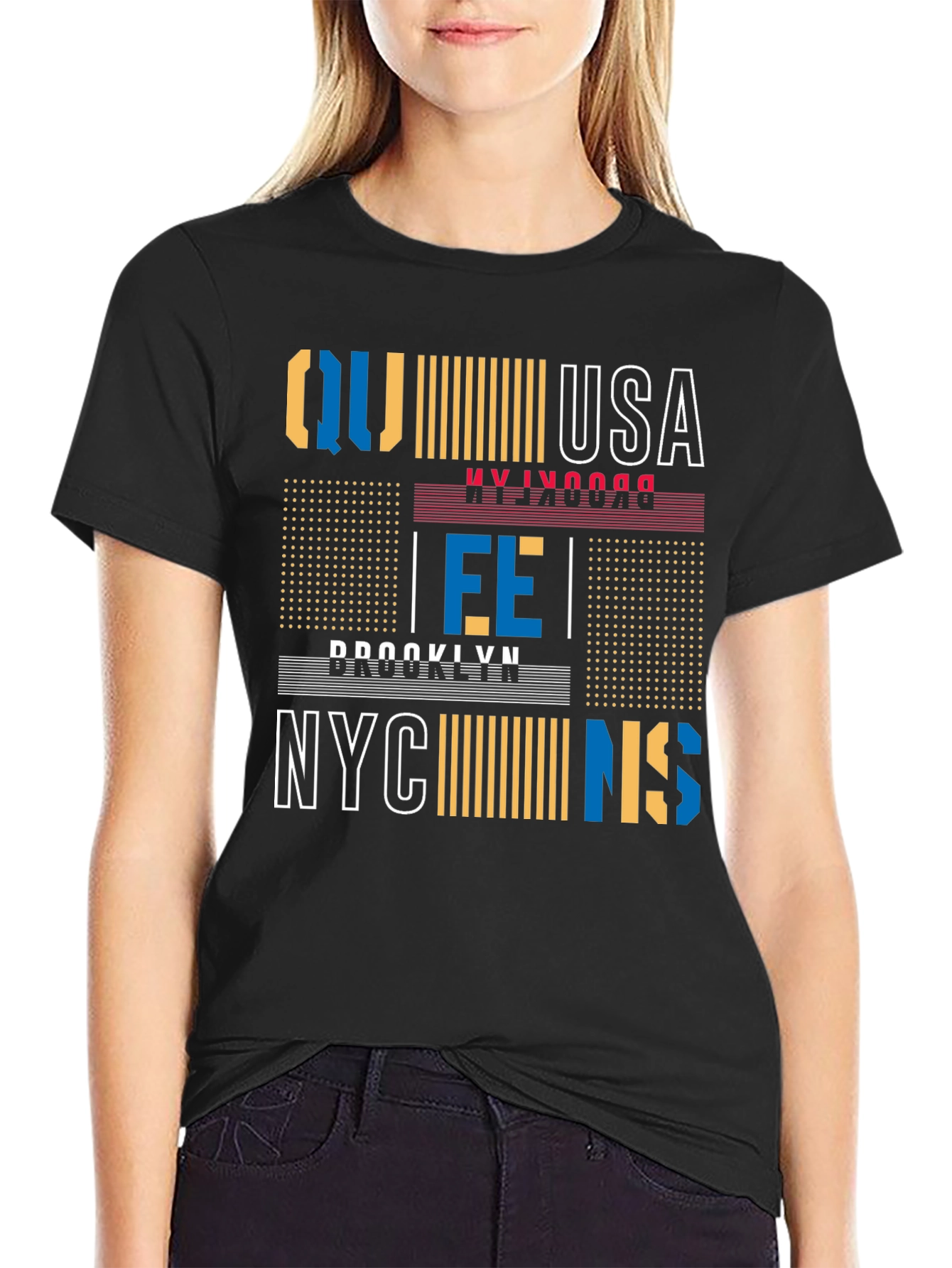 Black Urban Graphic Tee - NYC Brooklyn USA view 2