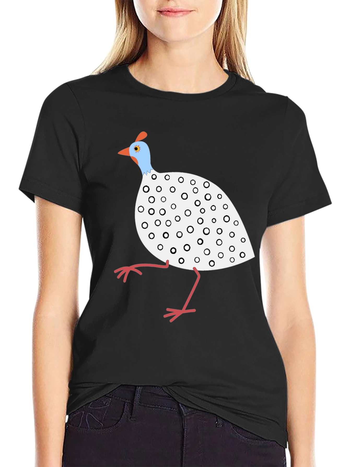 Black Guinea Fowl Graphic Tee - Unique Bird Design view 2