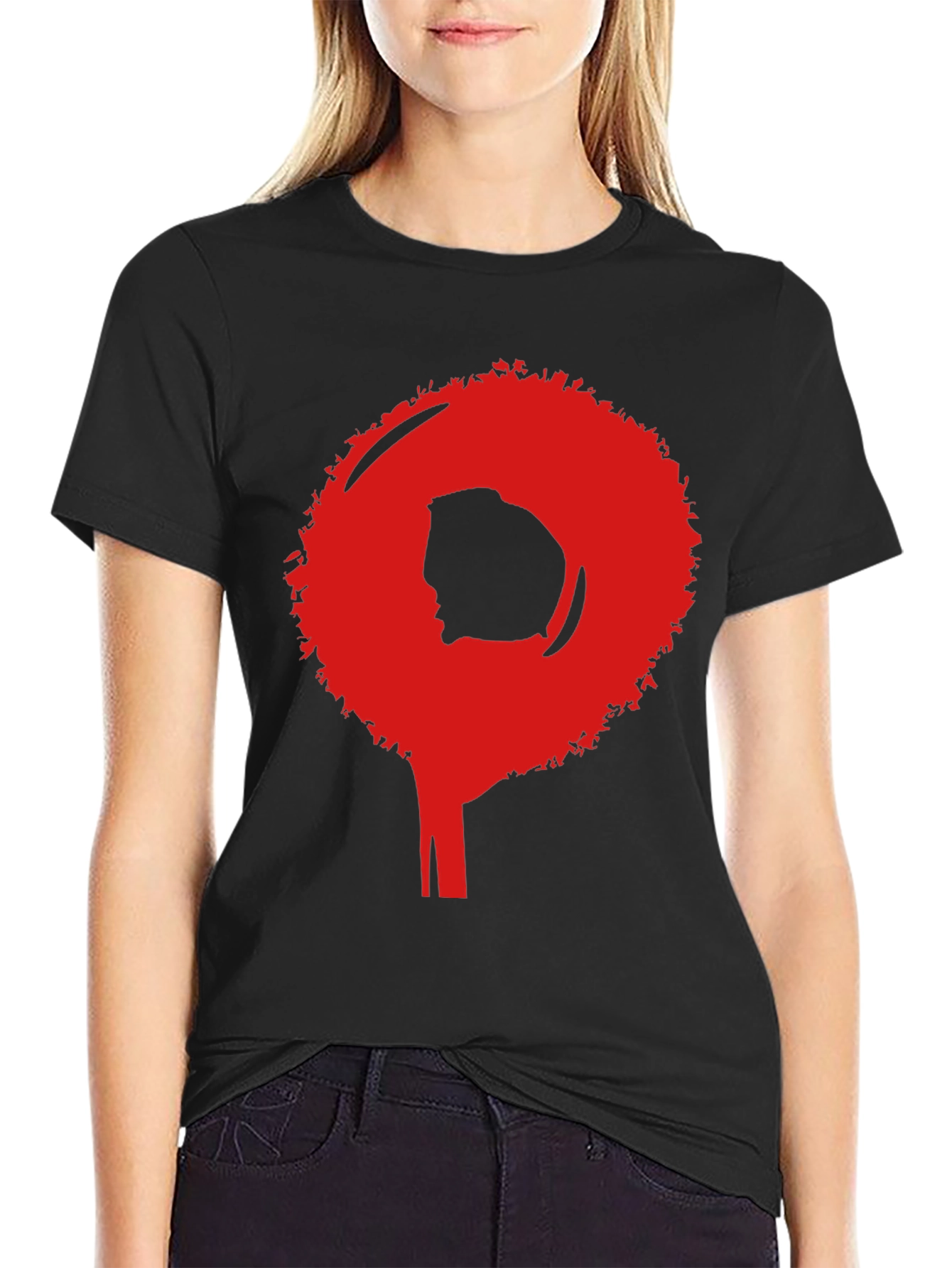 Black Afro Silhouette Graphic Tee - Bold Statement Shirt view 2