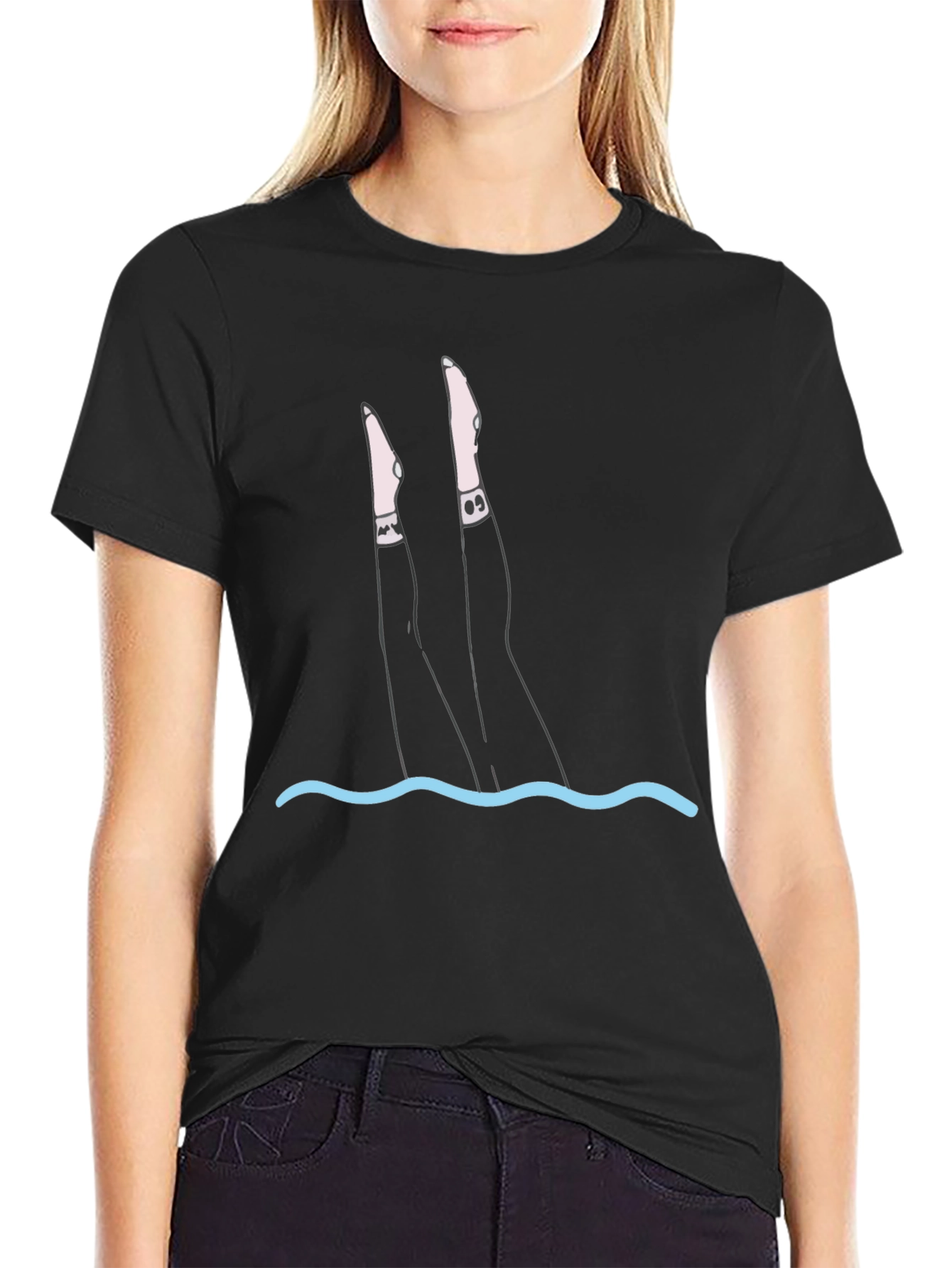 Black Dive In T-Shirt - Funny Swimmer Graphic Tee view 2