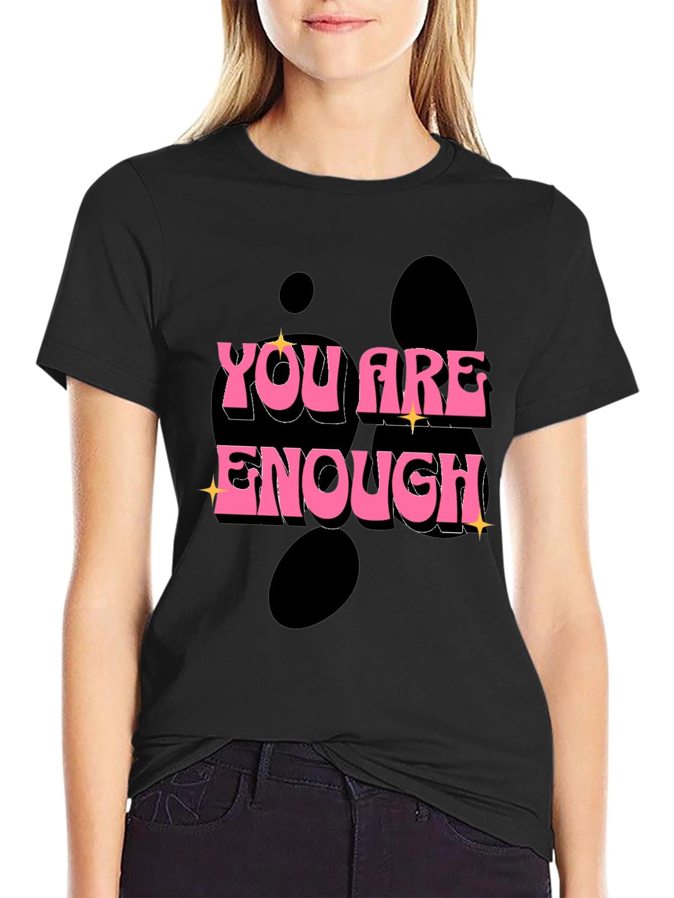 Black You Are Enough Graphic Tee - Black view 2