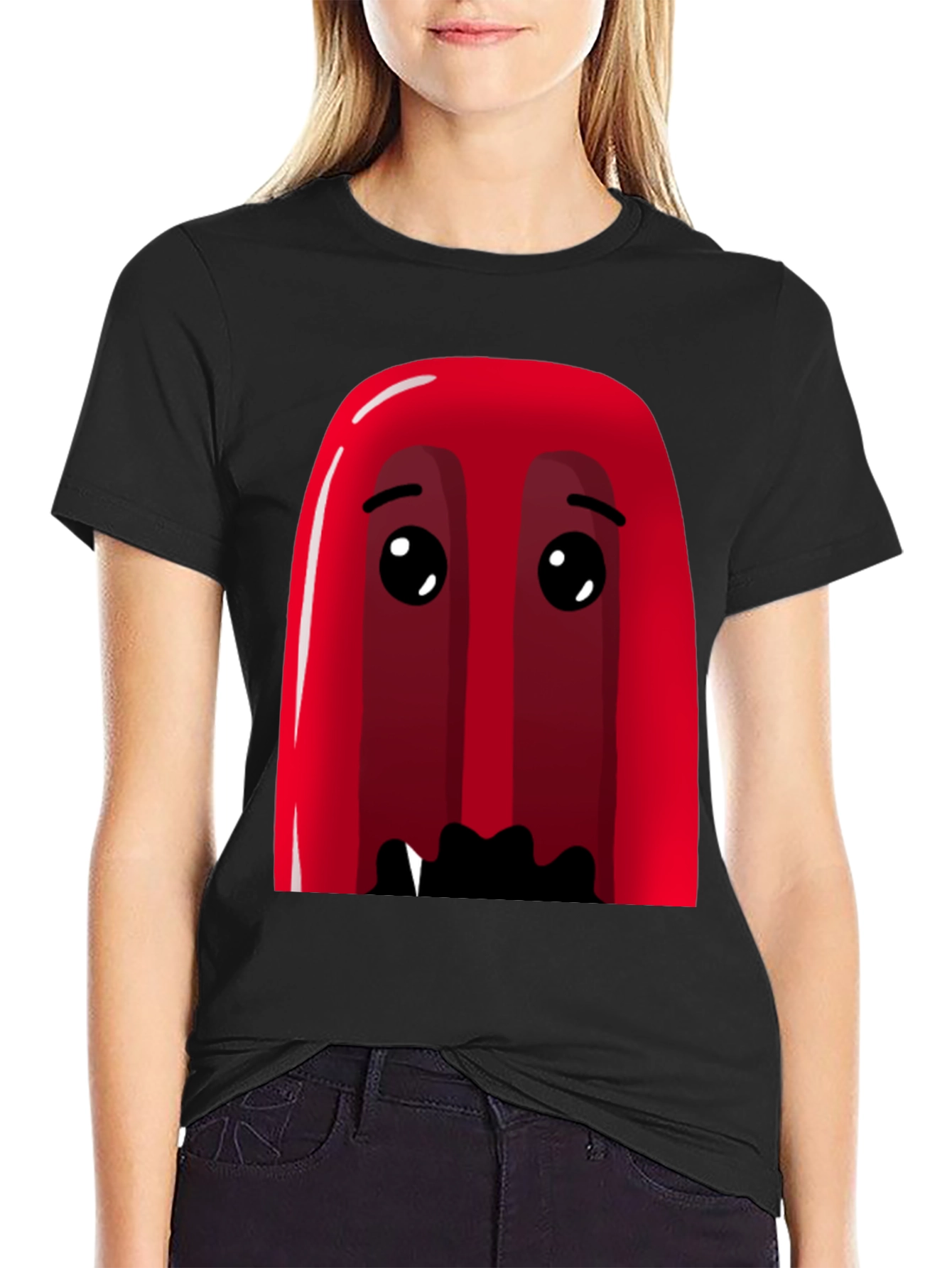 Black Red Cartoon Character Graphic Tee - Soft Cotton Blend view 2