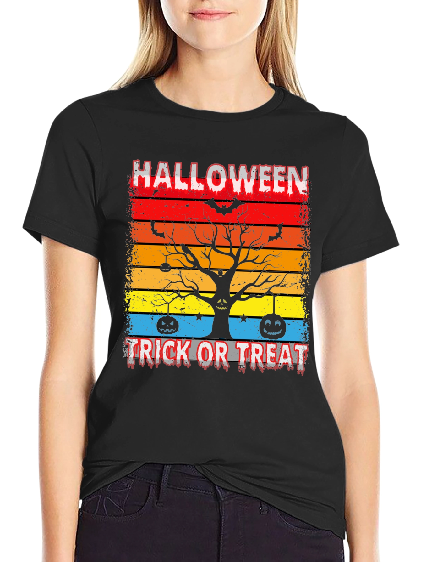 Black Halloween Trick or Treat T-Shirt view 2