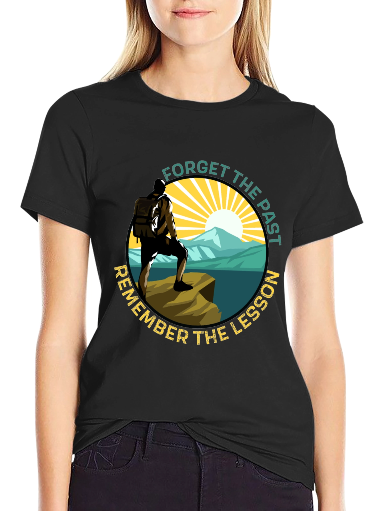 Black Forget Past Remember Lesson T-Shirt view 2