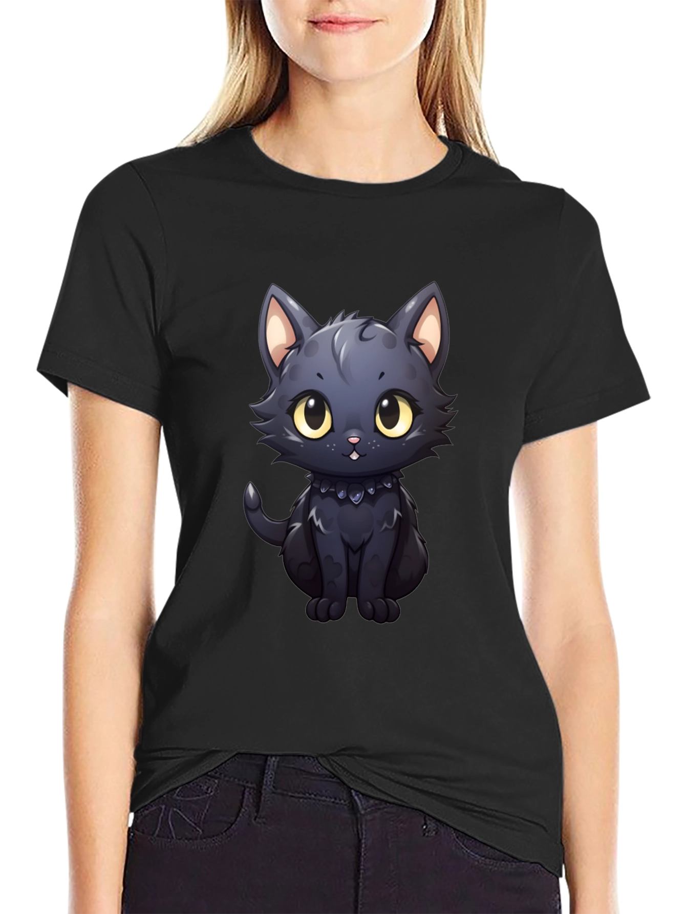 Cute Black Cat T-Shirt - 2