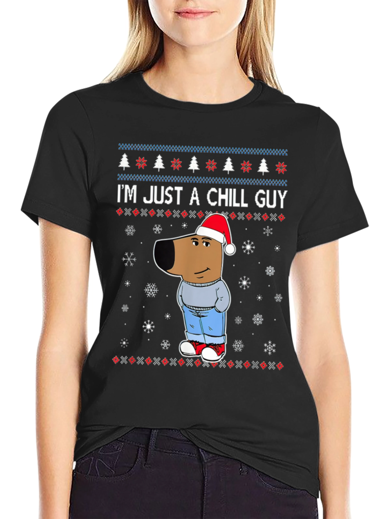 Black Chill Guy Christmas Graphic Tee view 2