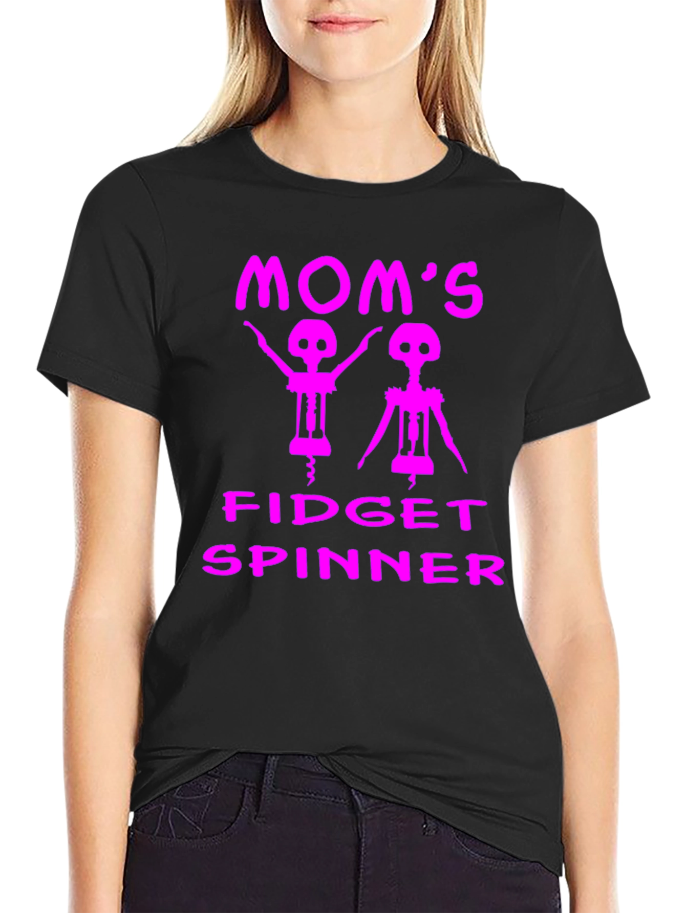 Black Mom's Fidget Spinner Funny T-Shirt view 2