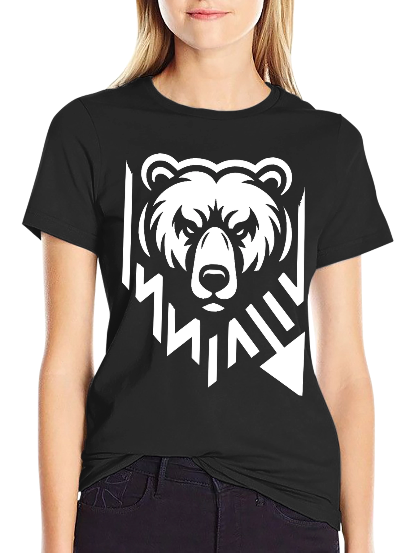 Black Bear Graphic Black T-Shirt - Modern Style view 2