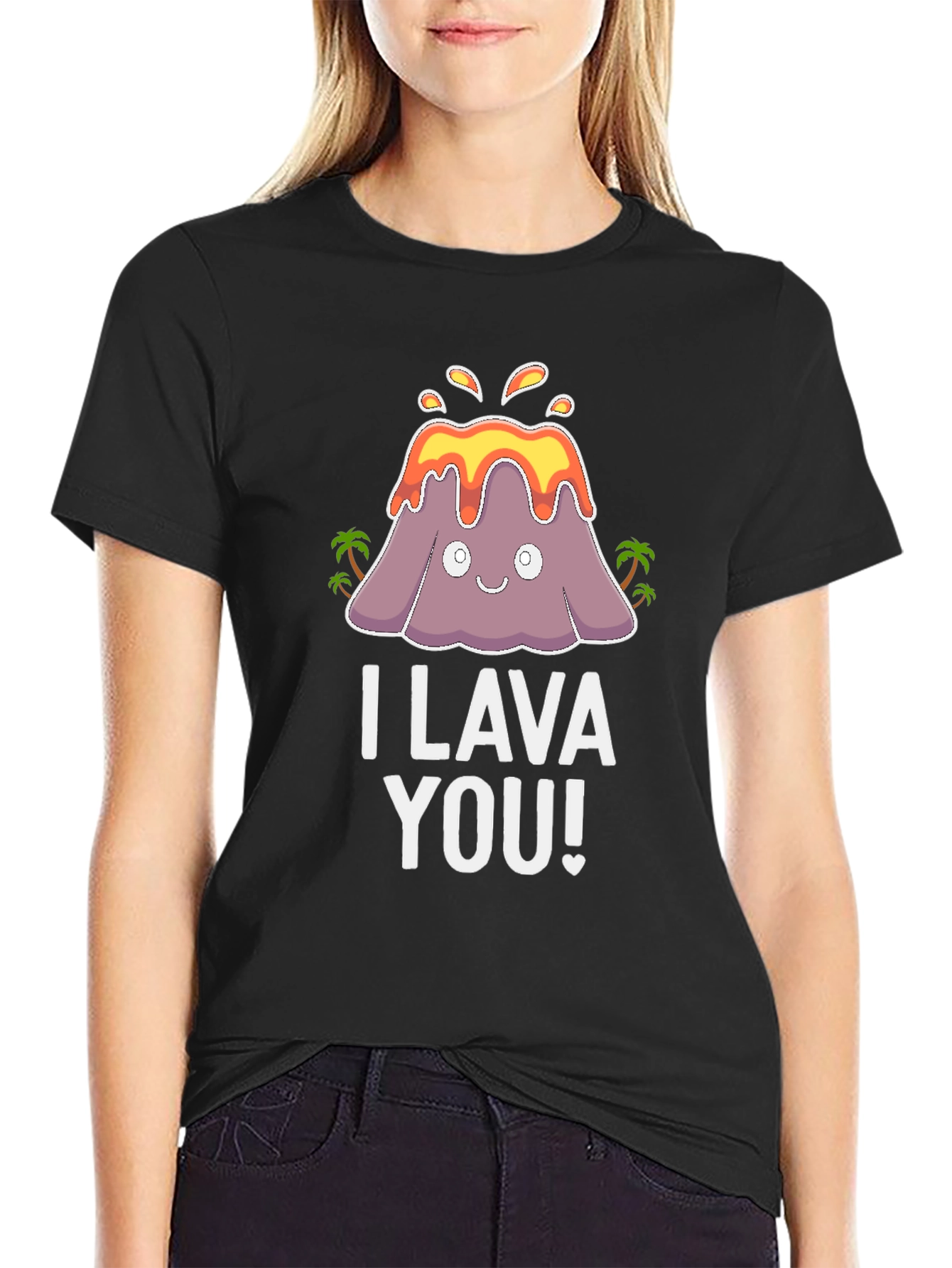 Black I Lava You Graphic Tee - Cute Volcano Pun T-Shirt view 2