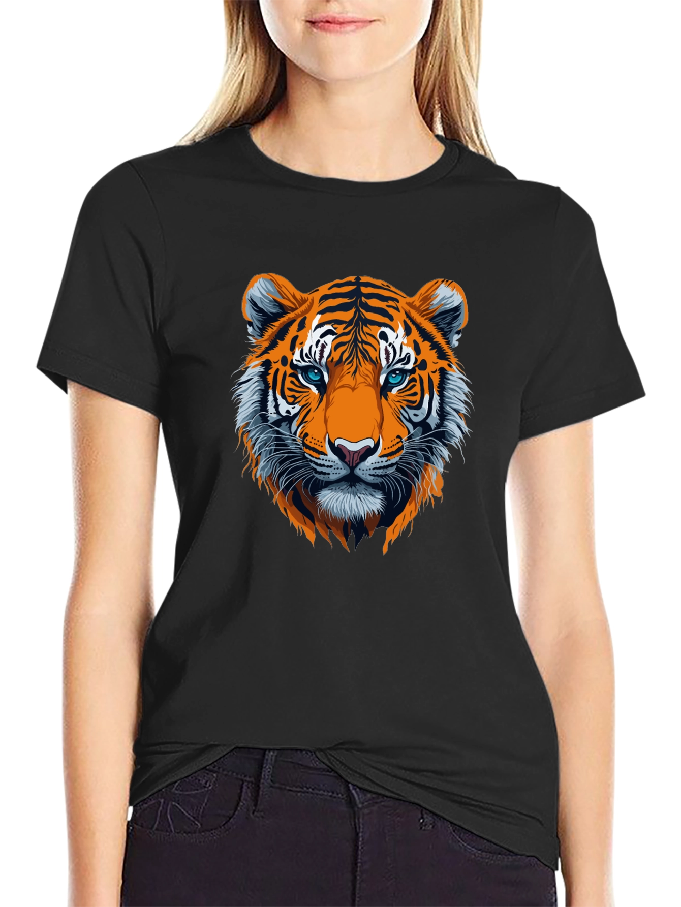Black Bold Tiger Graphic Tee - Black view 2