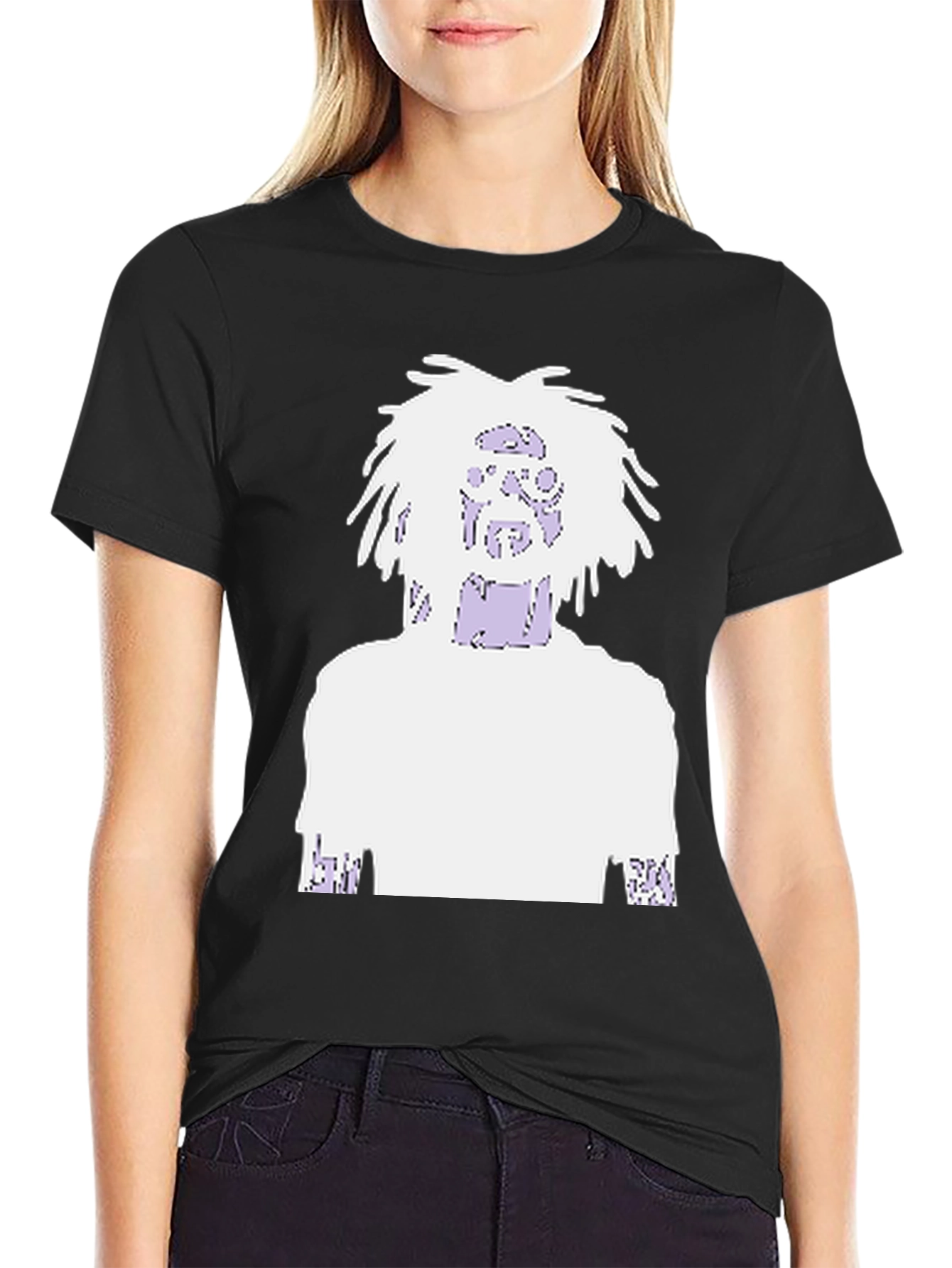 Black Graphic Print Tee - Black Cotton Blend view 2