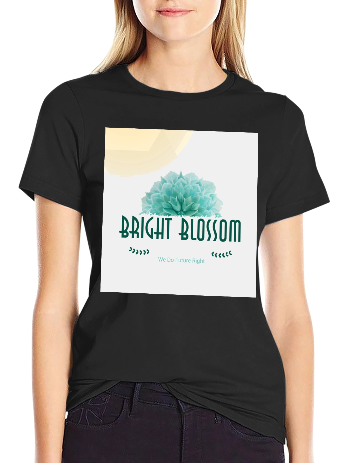 Black Bright Blossom Graphic Tee - Soft Cotton Blend view 2
