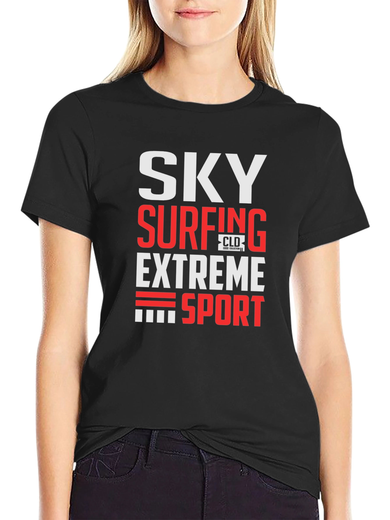 Black Sky Surfing Extreme Sport Graphic Tee view 2