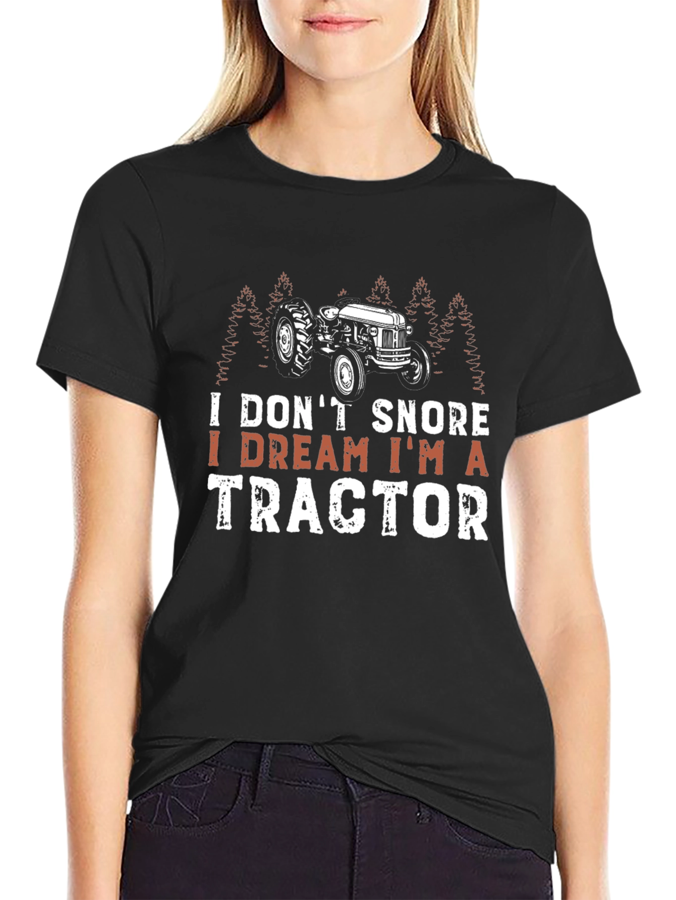 Black Dreaming of Tractors T-Shirt - Humorous Farm Apparel view 2
