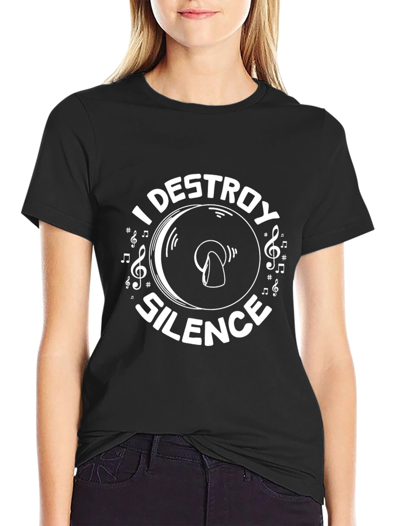 Black I Destroy Silence Graphic Tee - Music Lover T-Shirt view 2