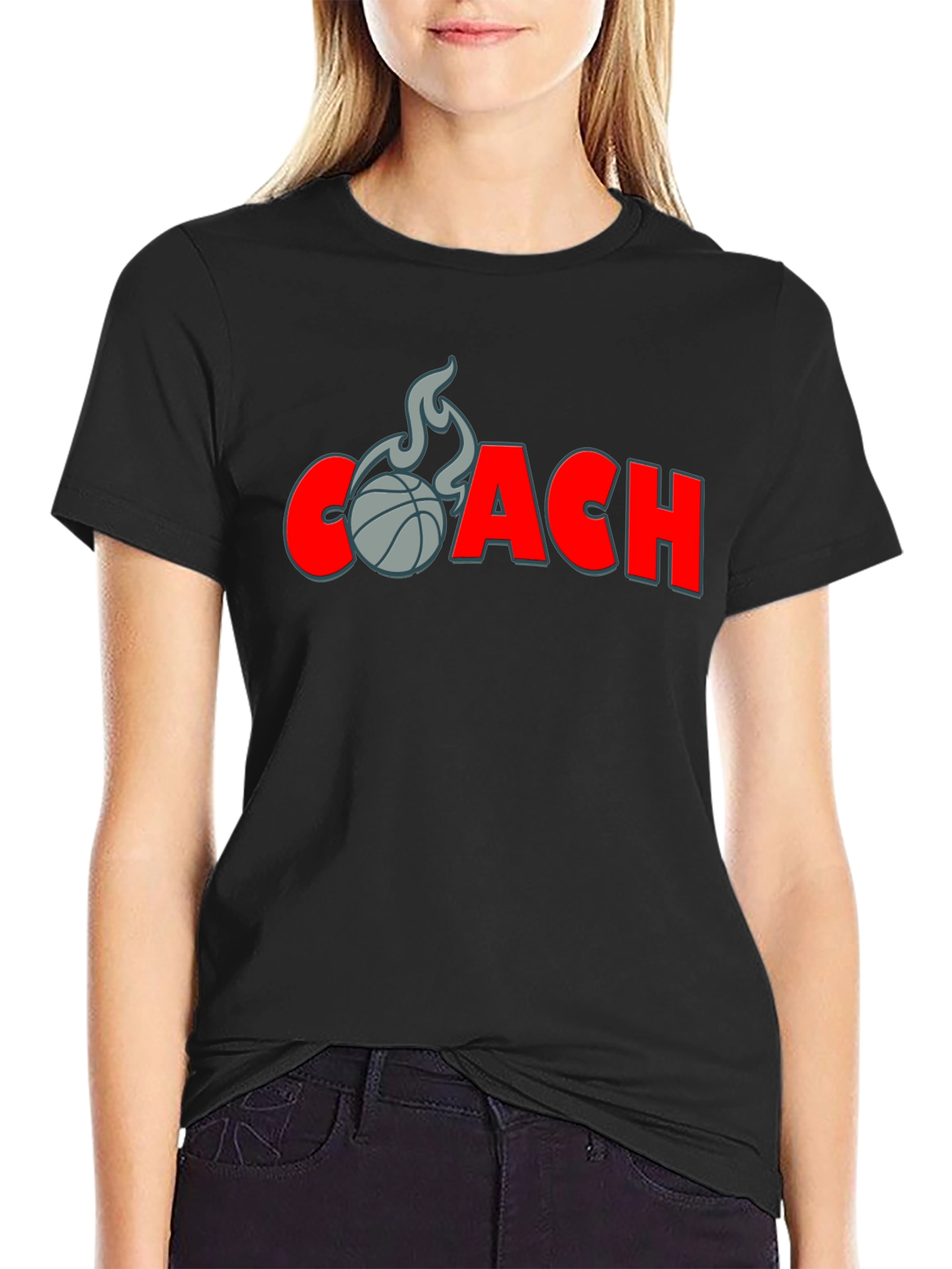 Black Basketball Coach T-Shirt - Graphic Tee view 2