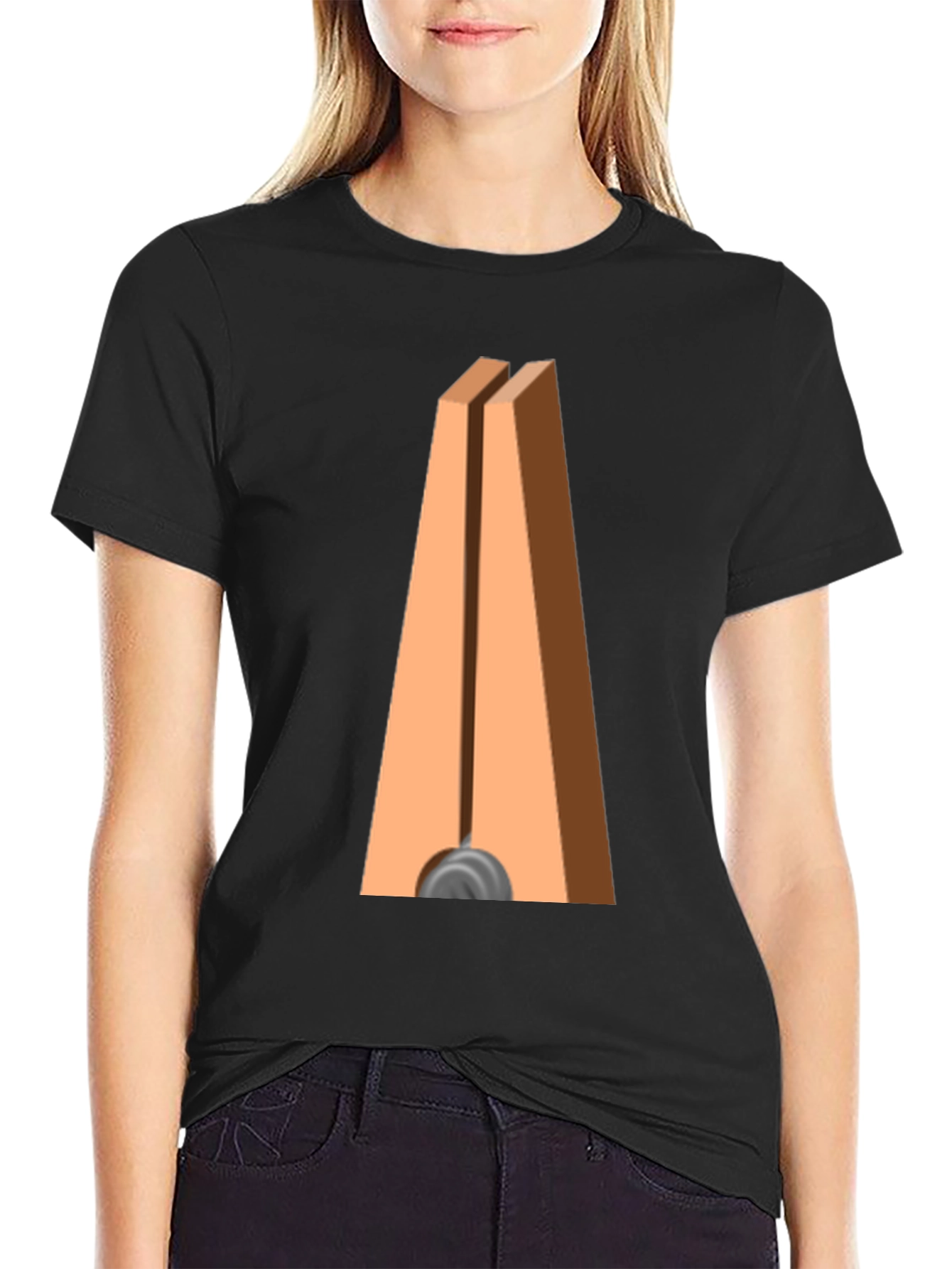 Black Novelty Clothespin Graphic Tee - Quirky Casual Wear view 2