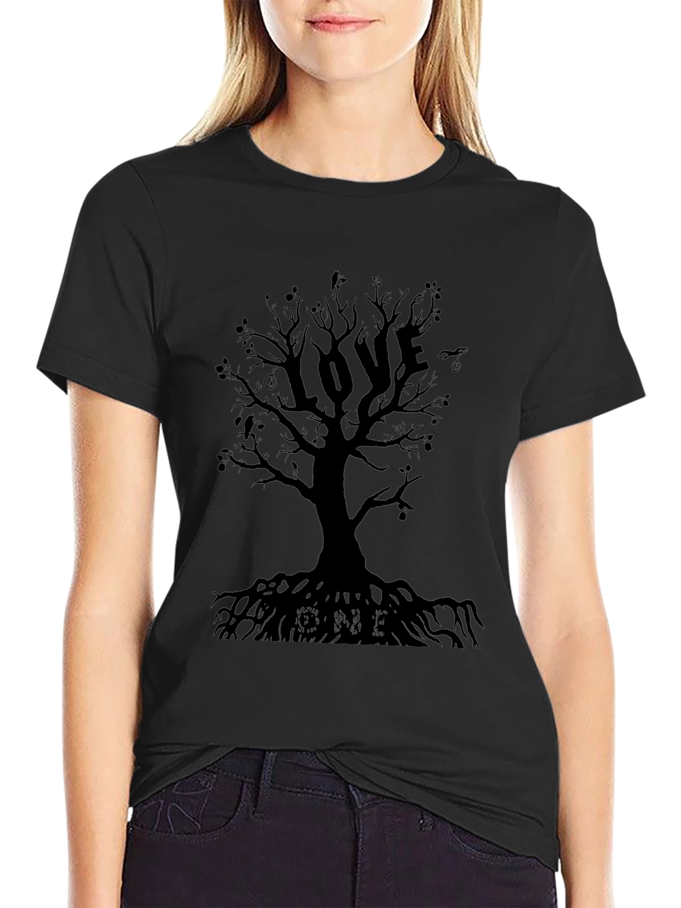 Black Love Tree Graphic T-Shirt - Black view 2