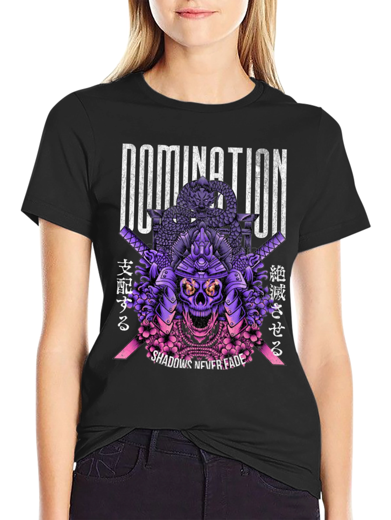 Black Domination Samurai Skull Graphic T-Shirt view 2