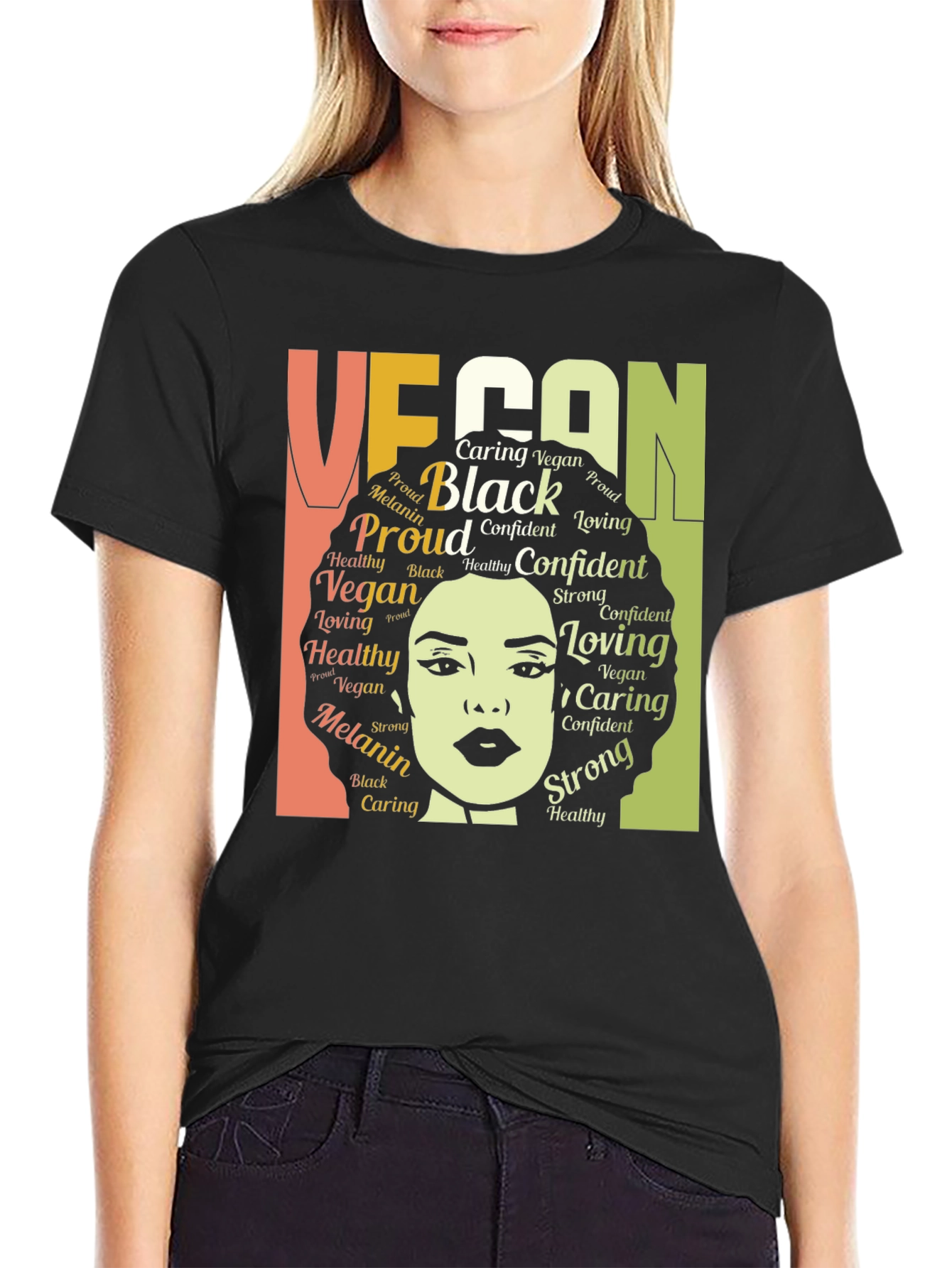Black Vegan Black Melanin Proud T-Shirt view 2