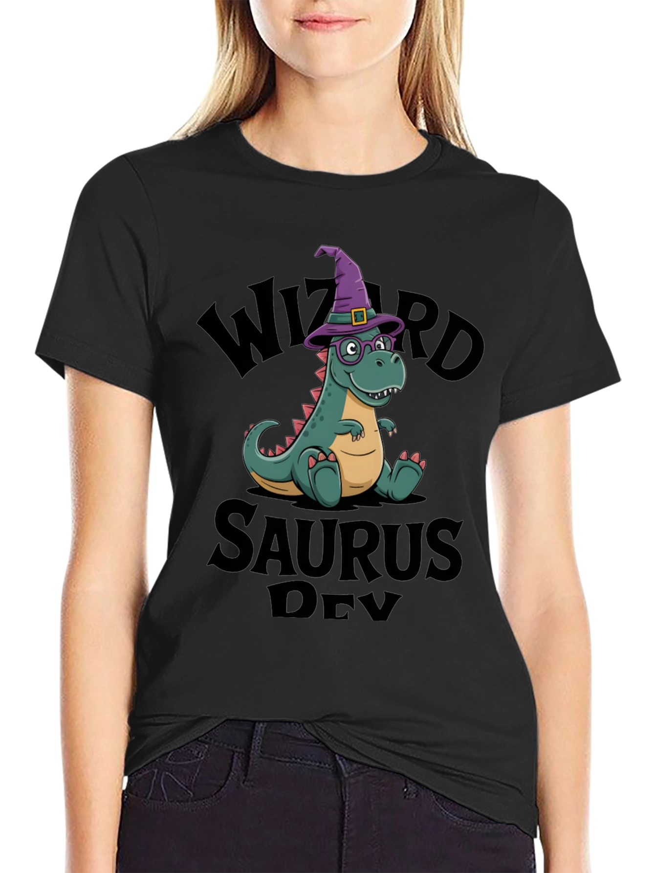 Black Wizard Saurus Dev T-Shirt view 2