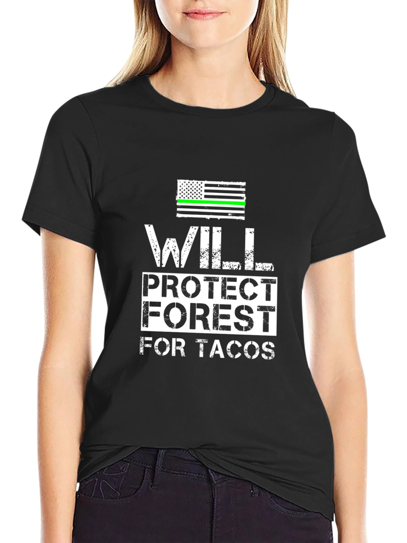 Black Will Protect Forest for Tacos Graphic Tee view 2