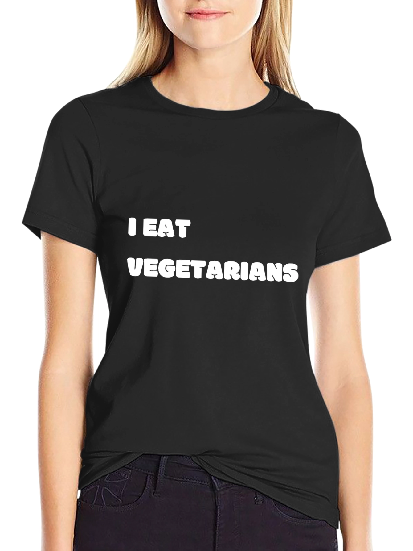 Black I Eat Vegetarians Funny Graphic Tee view 2